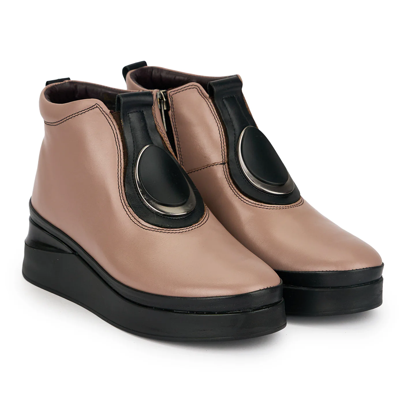 Botine dama din piele naturala bej taupe 19116 - Image 4