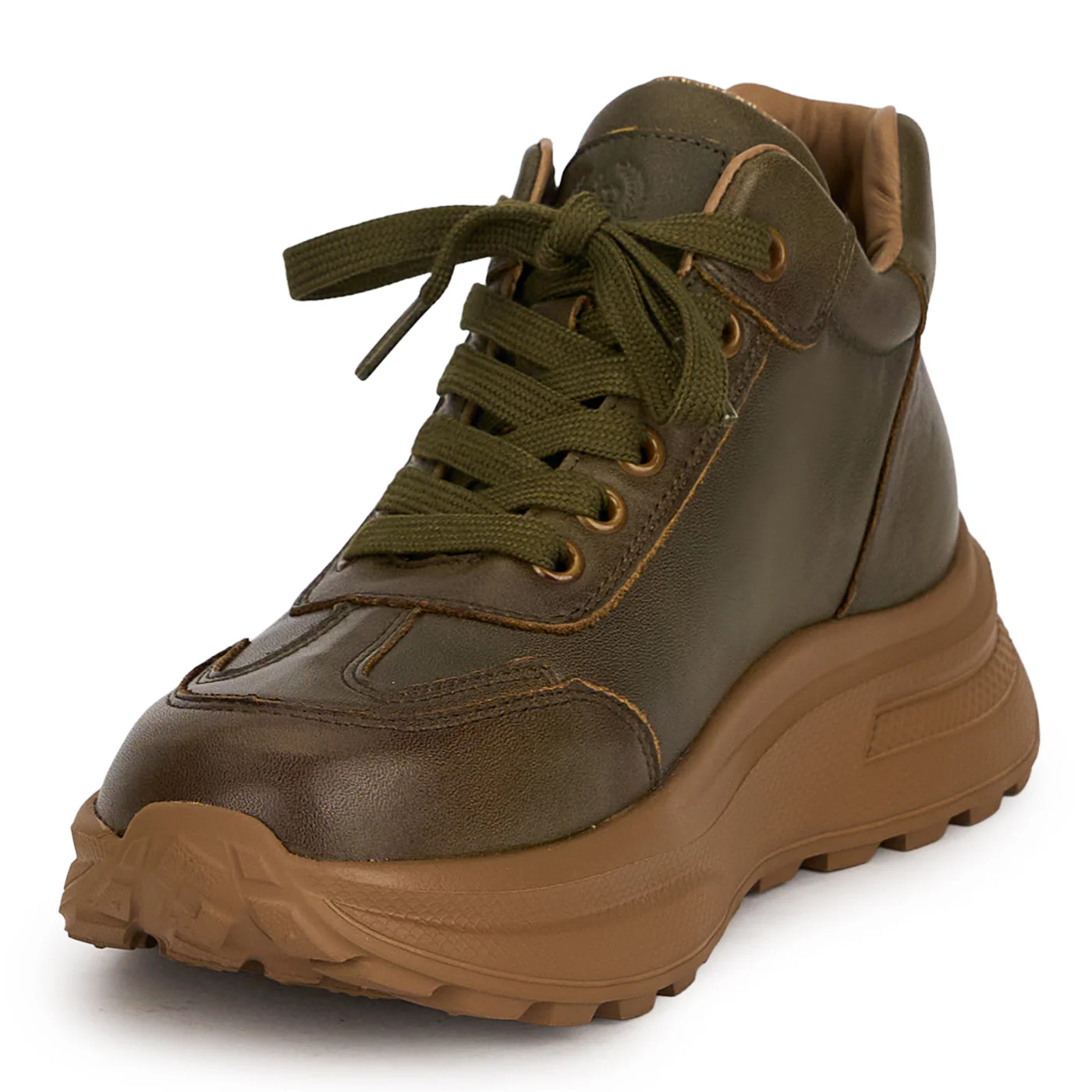 Ghete dama din piele naturala kaki 19004 - Image 3