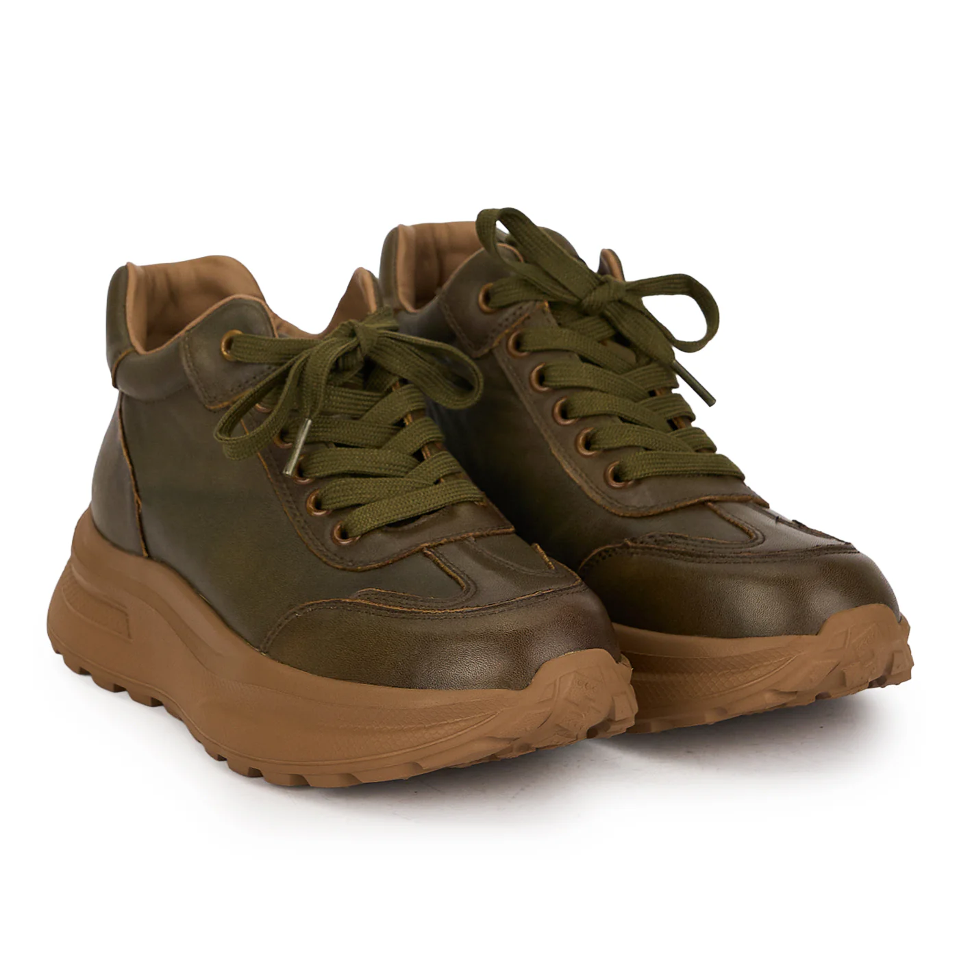 Ghete dama din piele naturala kaki 19004 - Image 4