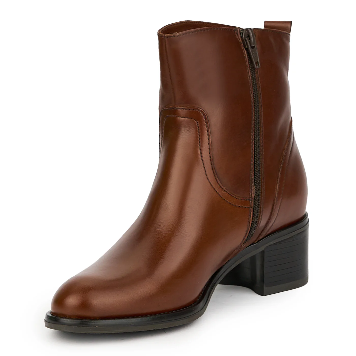 Ghete dama din piele naturala maro toc 5 cm 14932 - Image 3