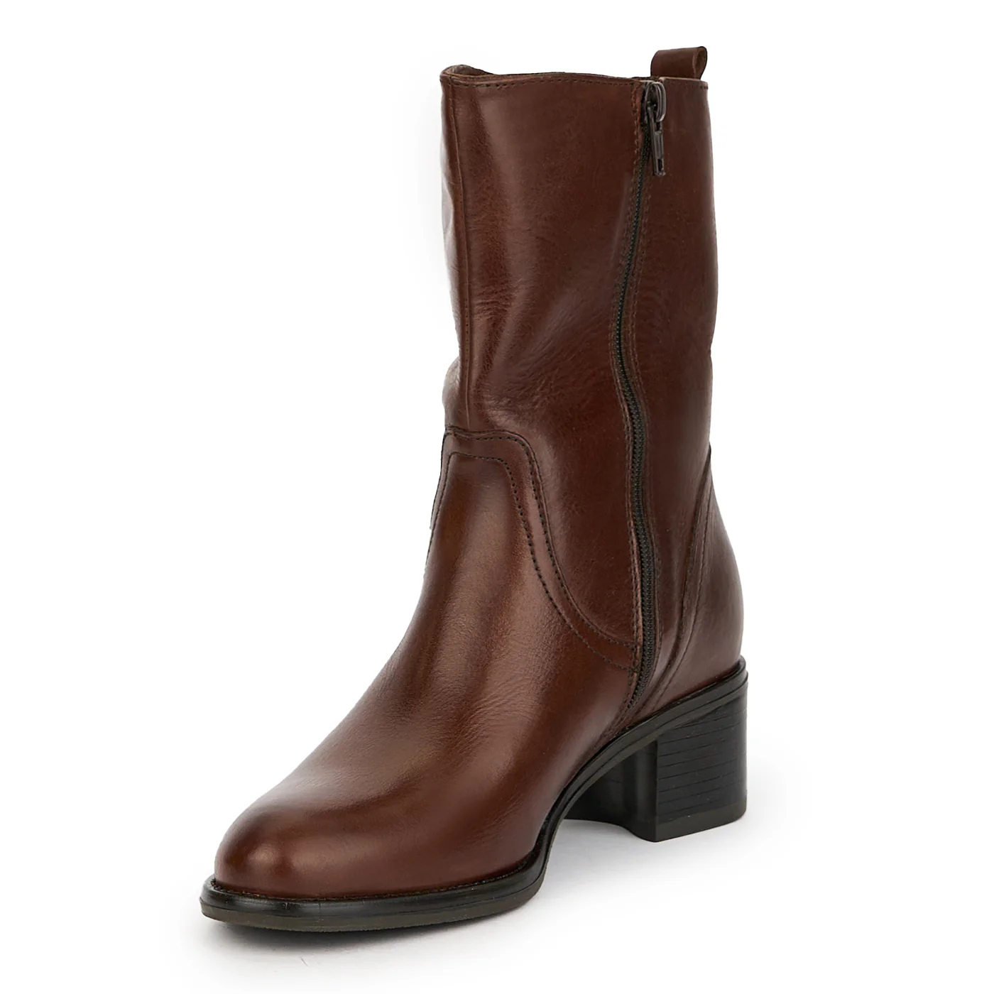 Ghete dama din piele naturala maro toc 5 cm 14933 - Image 3