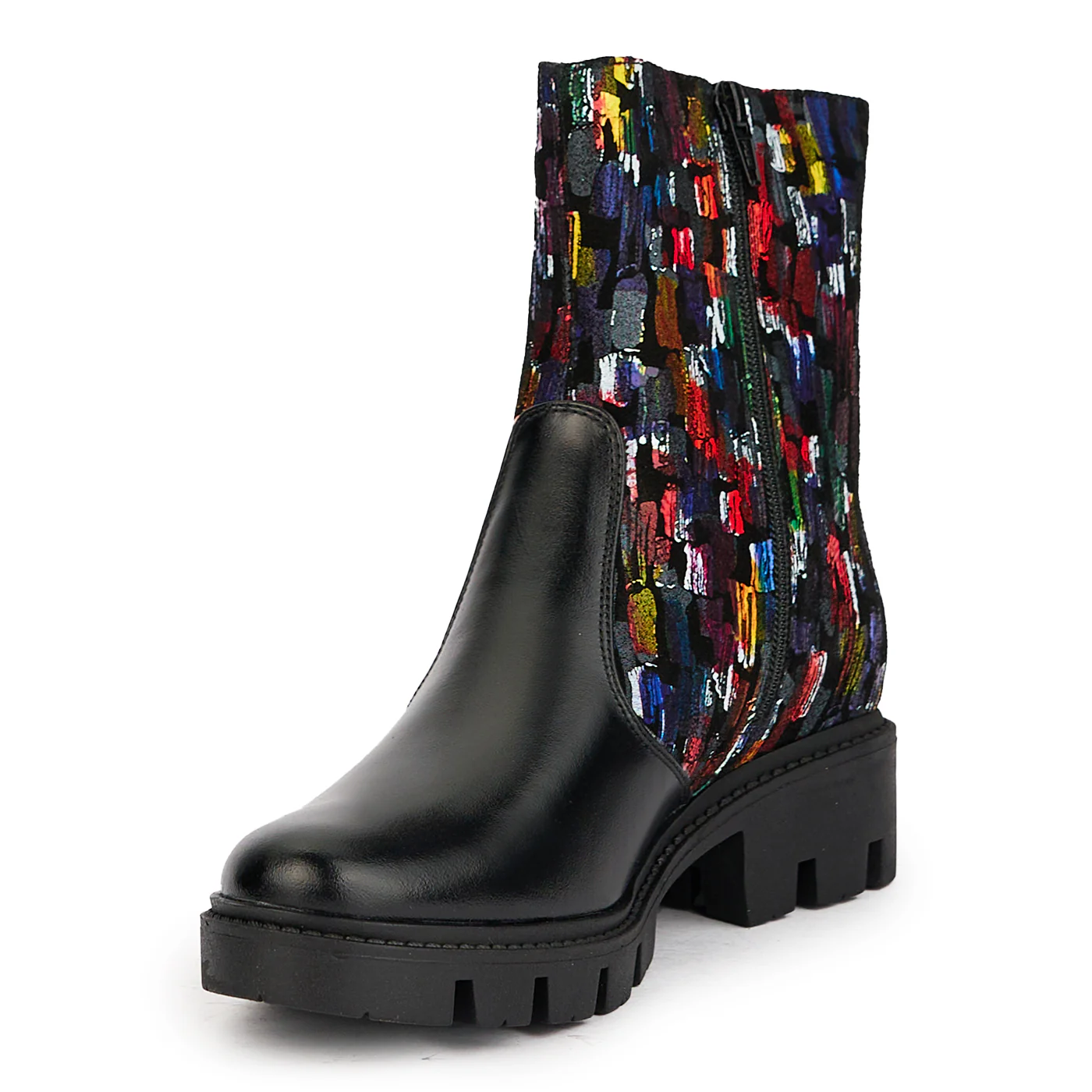 Ghete dama din piele naturala multicolor 17253 - Image 3
