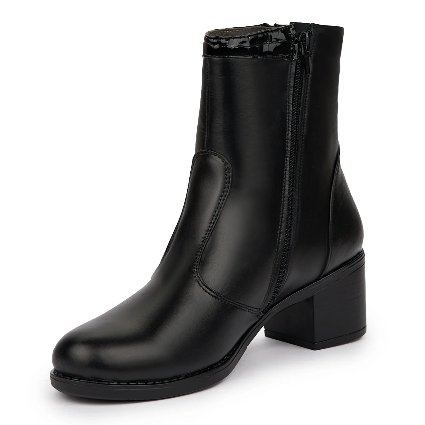 Ghete dama din piele naturala neagra 14293 - Image 3