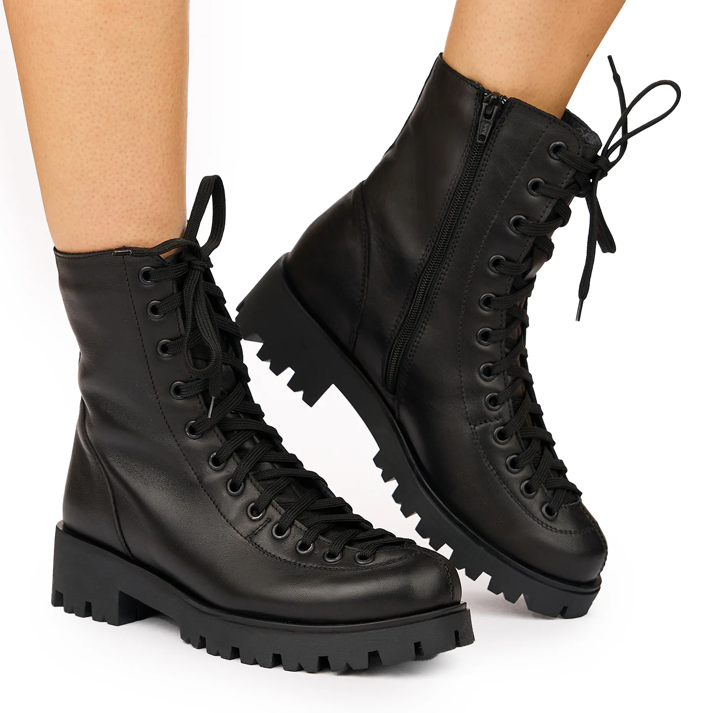 Ghete dama din piele naturala neagra 3899 - Image 2
