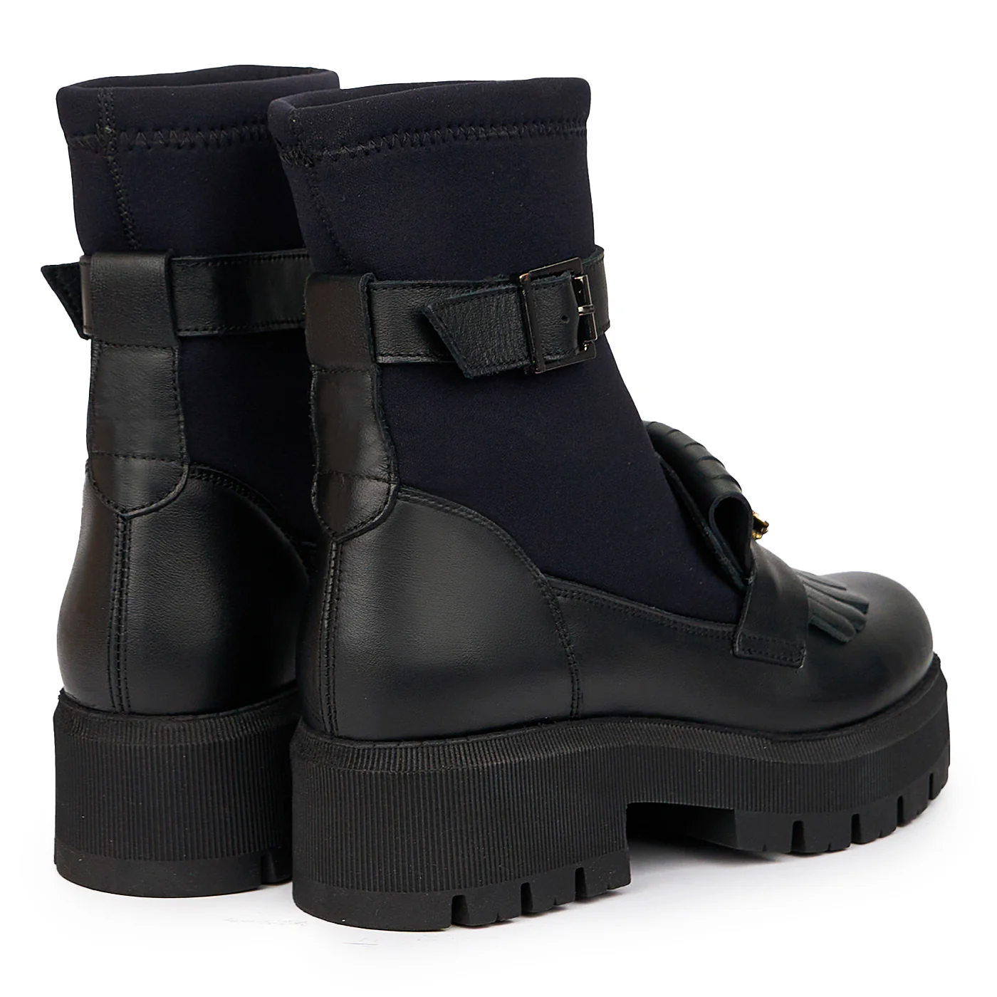 Ghete dama din piele naturala neagra cu accesoriu 14435 - Image 5