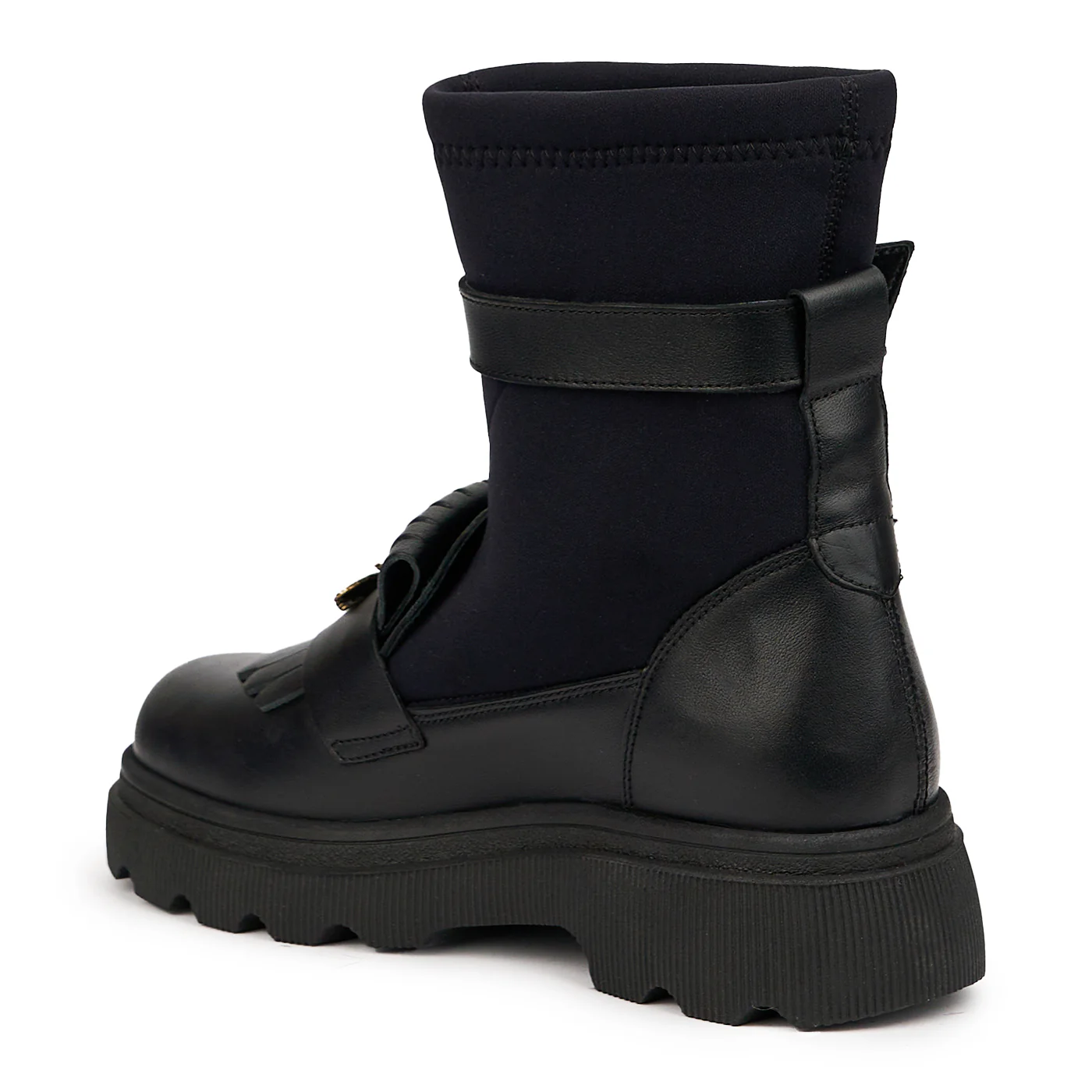 Ghete dama din piele naturala neagra cu accesoriu 14580 - Image 2