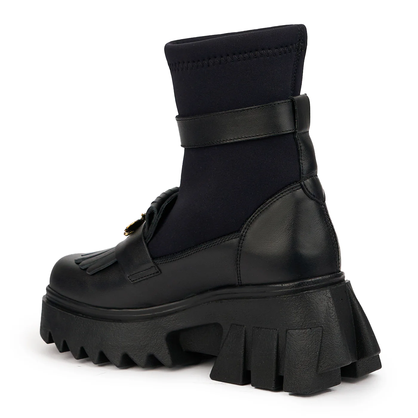Ghete dama din piele naturala neagra cu accesoriu 14581 - Image 2