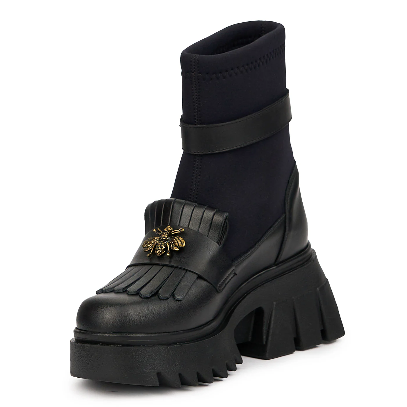 Ghete dama din piele naturala neagra cu accesoriu 14581 - Image 3