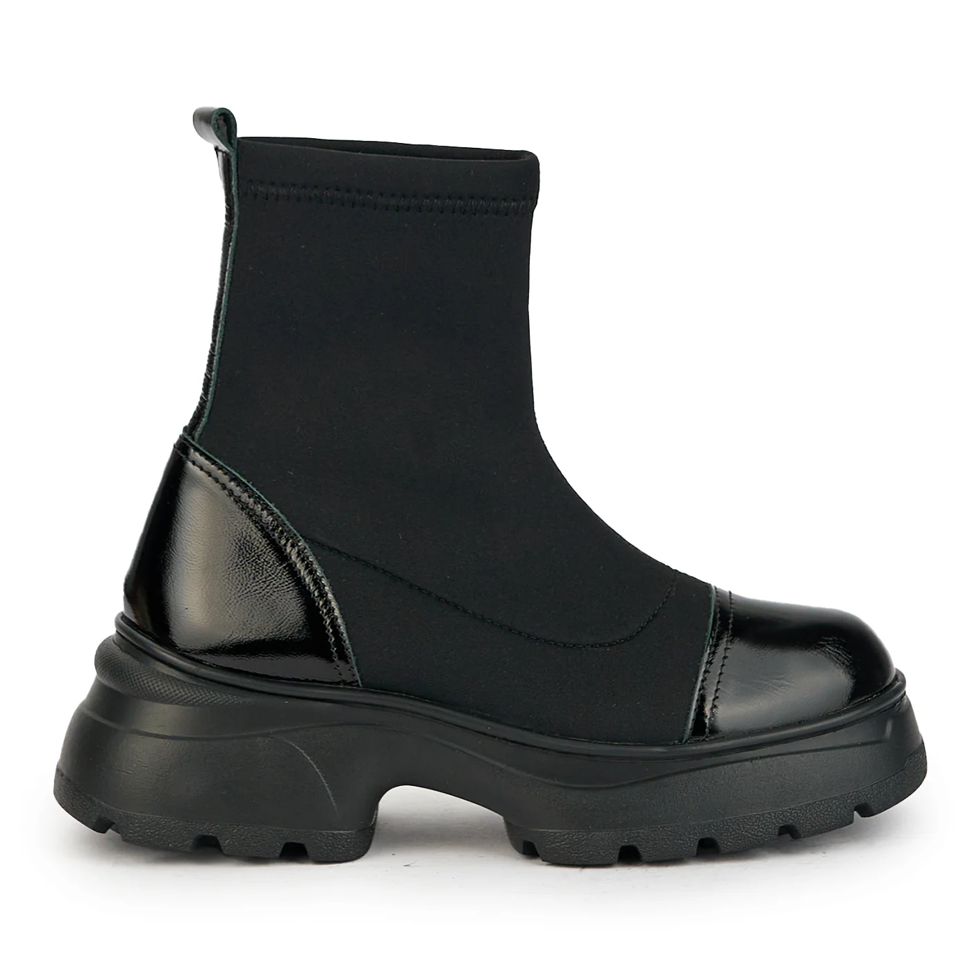 Ghete dama din piele naturala neagra cu material strech 17320