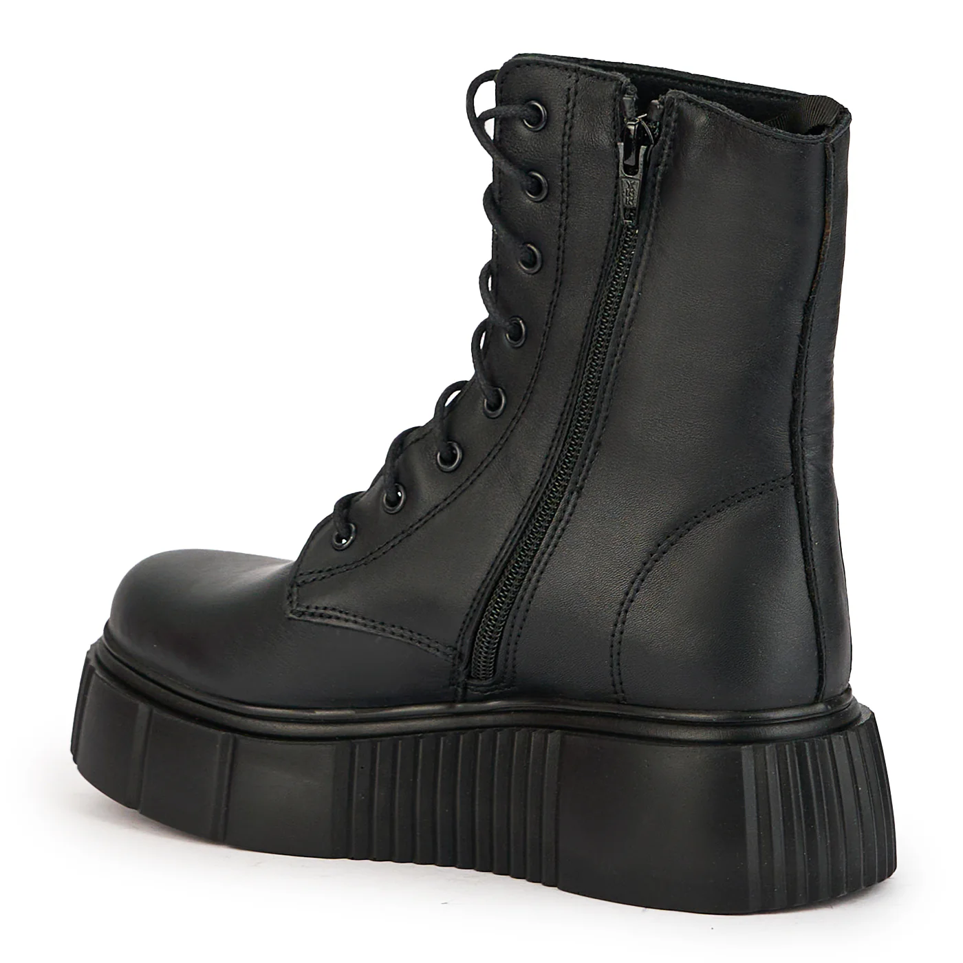 Ghete dama din piele naturala neagra cu talpa inalta 17296 - Image 2
