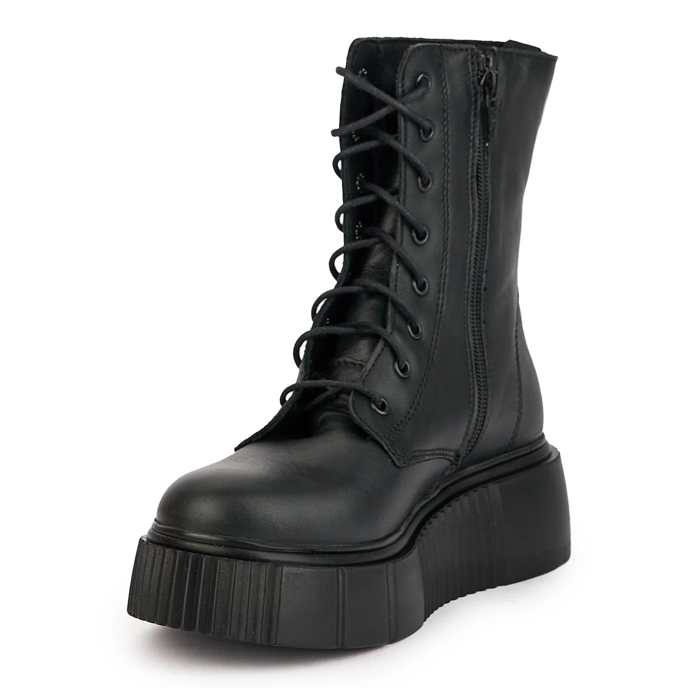 Ghete dama din piele naturala neagra cu talpa inalta 17296 - Image 3