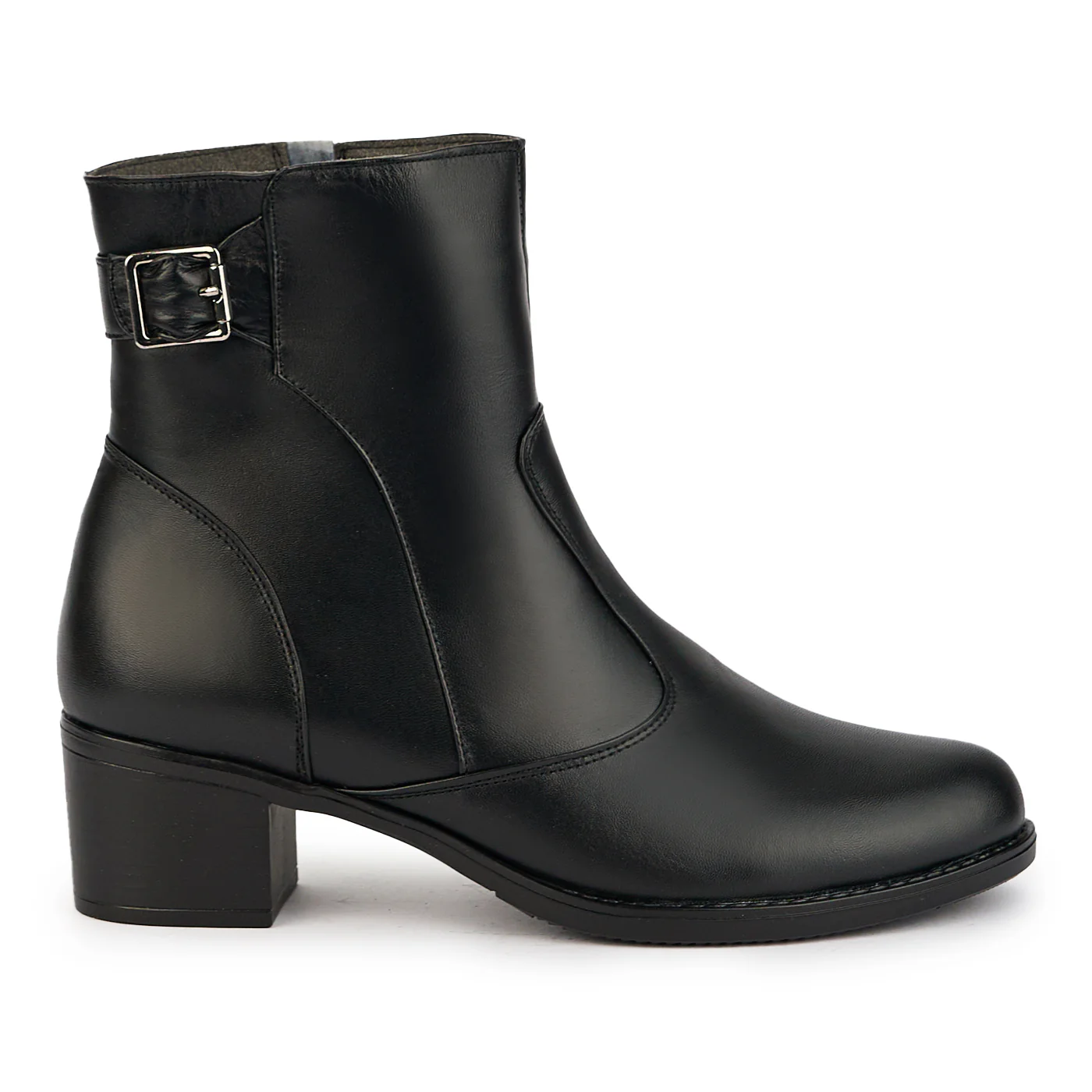 Ghete dama din piele naturala neagra cu toc 5.5 cm 17363