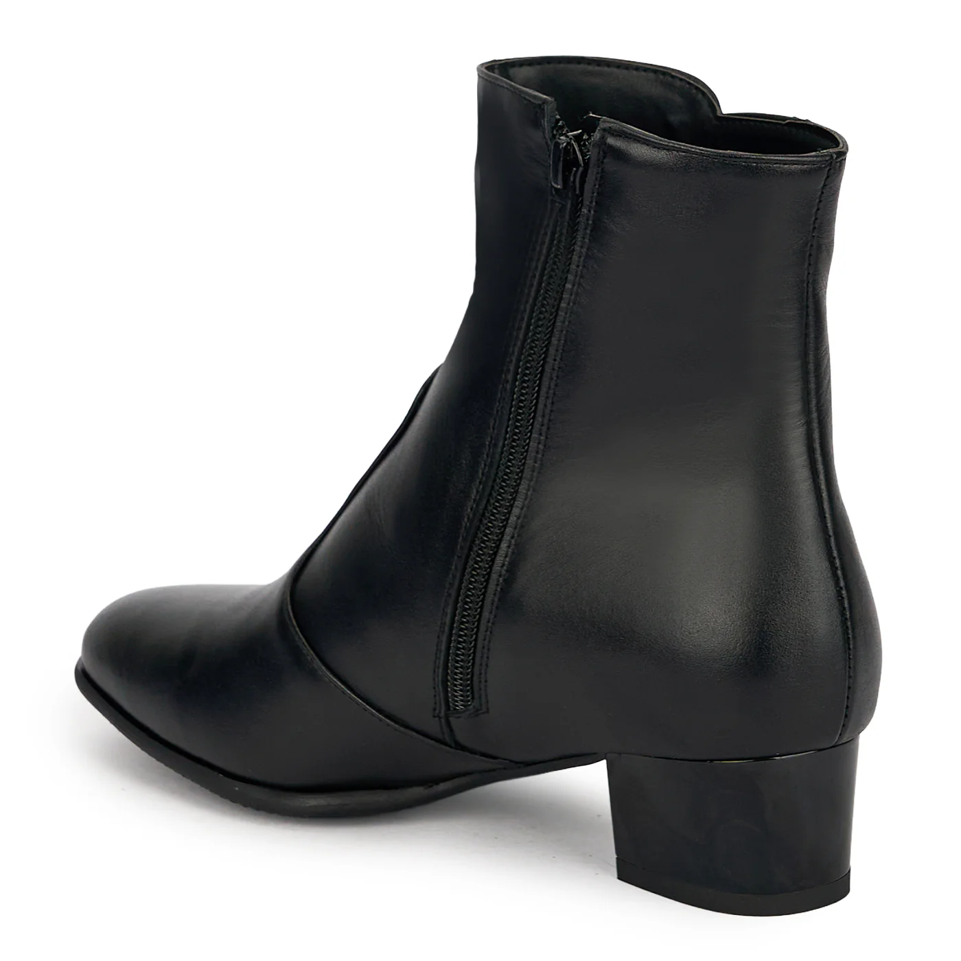 Ghete dama din piele naturala neagra cu toc gros 4 cm 19075 - Image 2