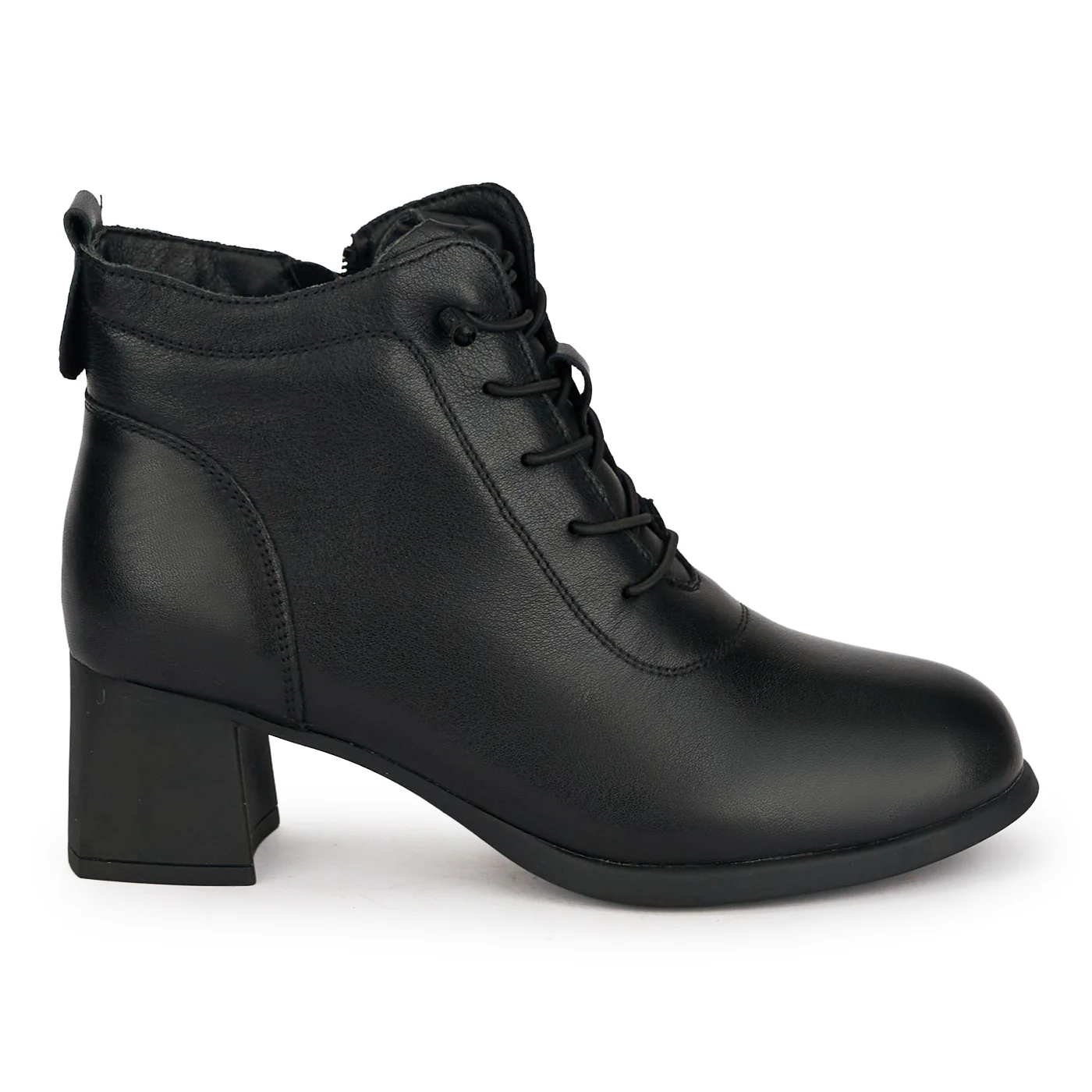 Ghete dama din piele naturala neagra cu toc gros 5 cm 18964