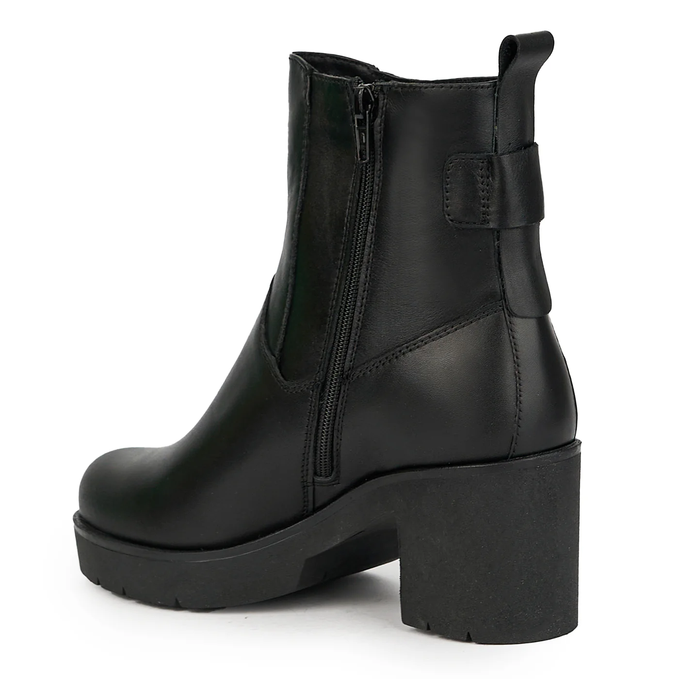 Ghete dama din piele naturala neagra cu toc 7 cm 14934 - Image 2