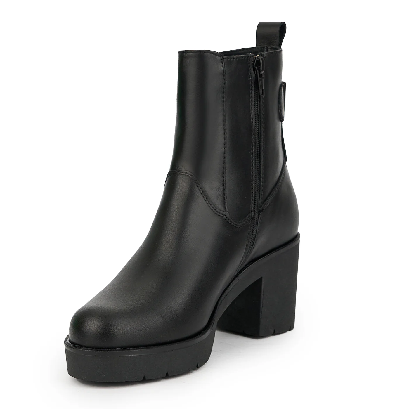 Ghete dama din piele naturala neagra cu toc 7 cm 14934 - Image 3