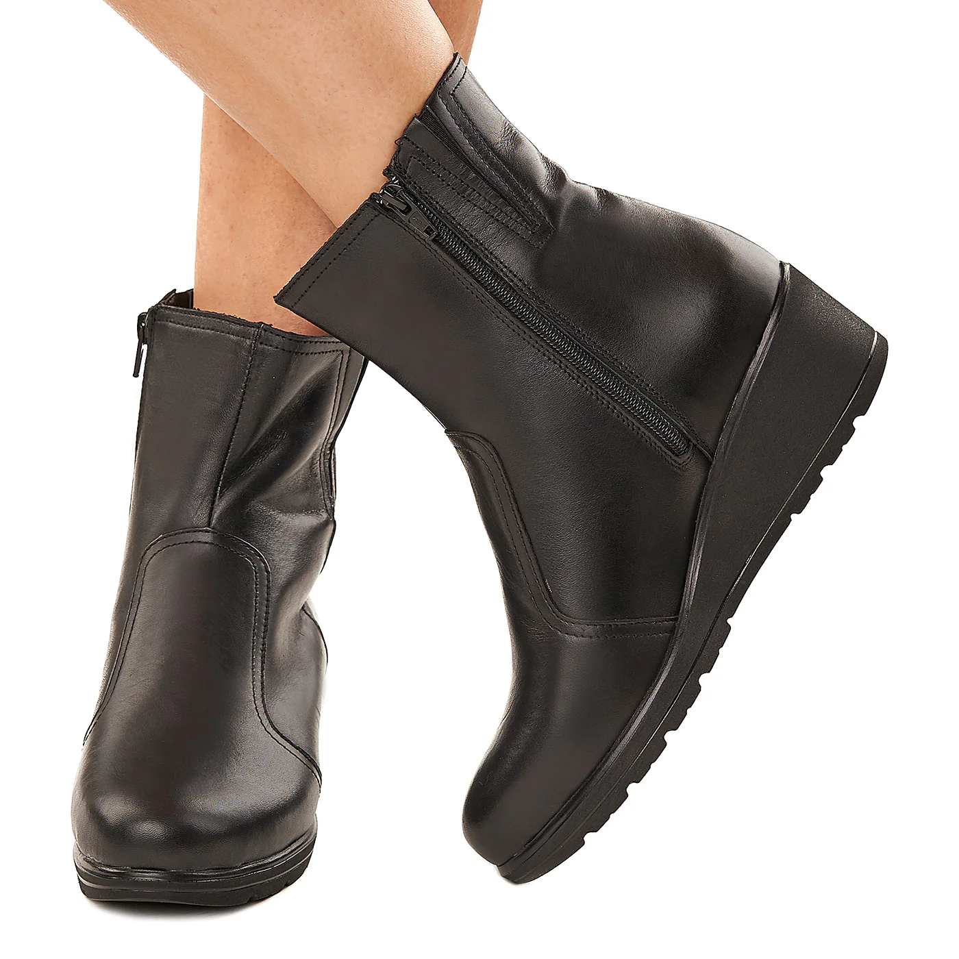 Ghete dama din piele naturala negre 3361 - Image 3