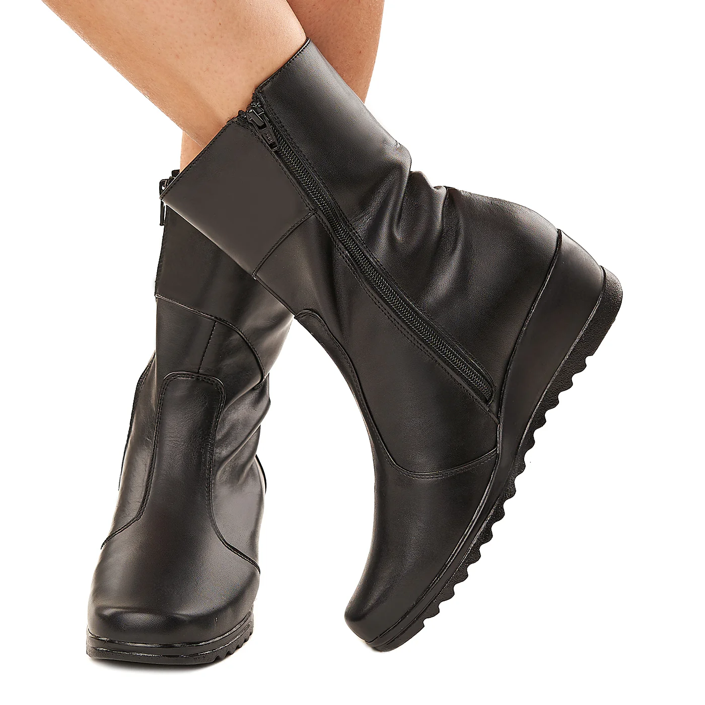 Ghete dama din piele naturala negre 3362 - Image 3