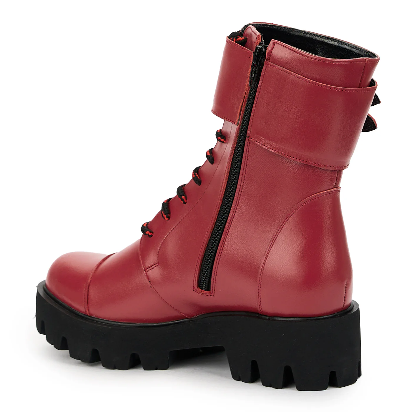 Ghete dama din piele naturala rosie 14898 - Image 2
