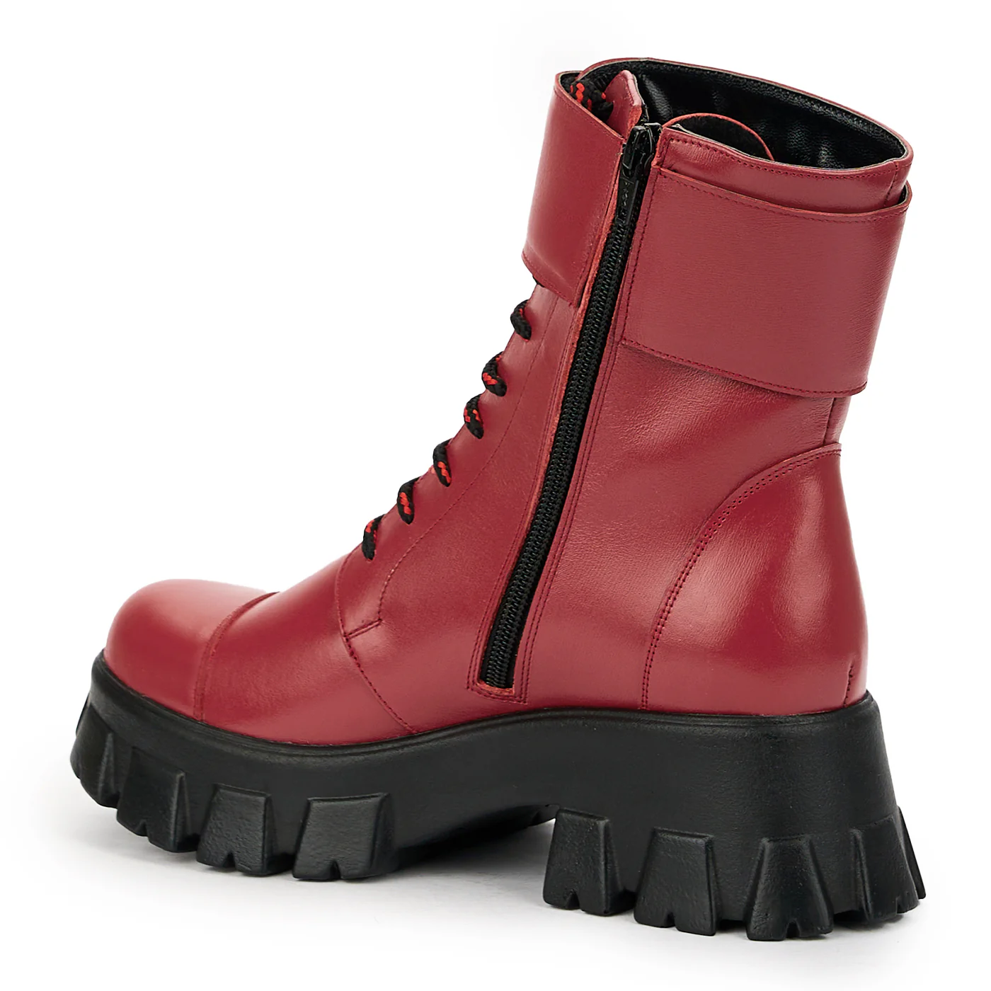 Ghete dama din piele naturala rosie 14899 - Image 2