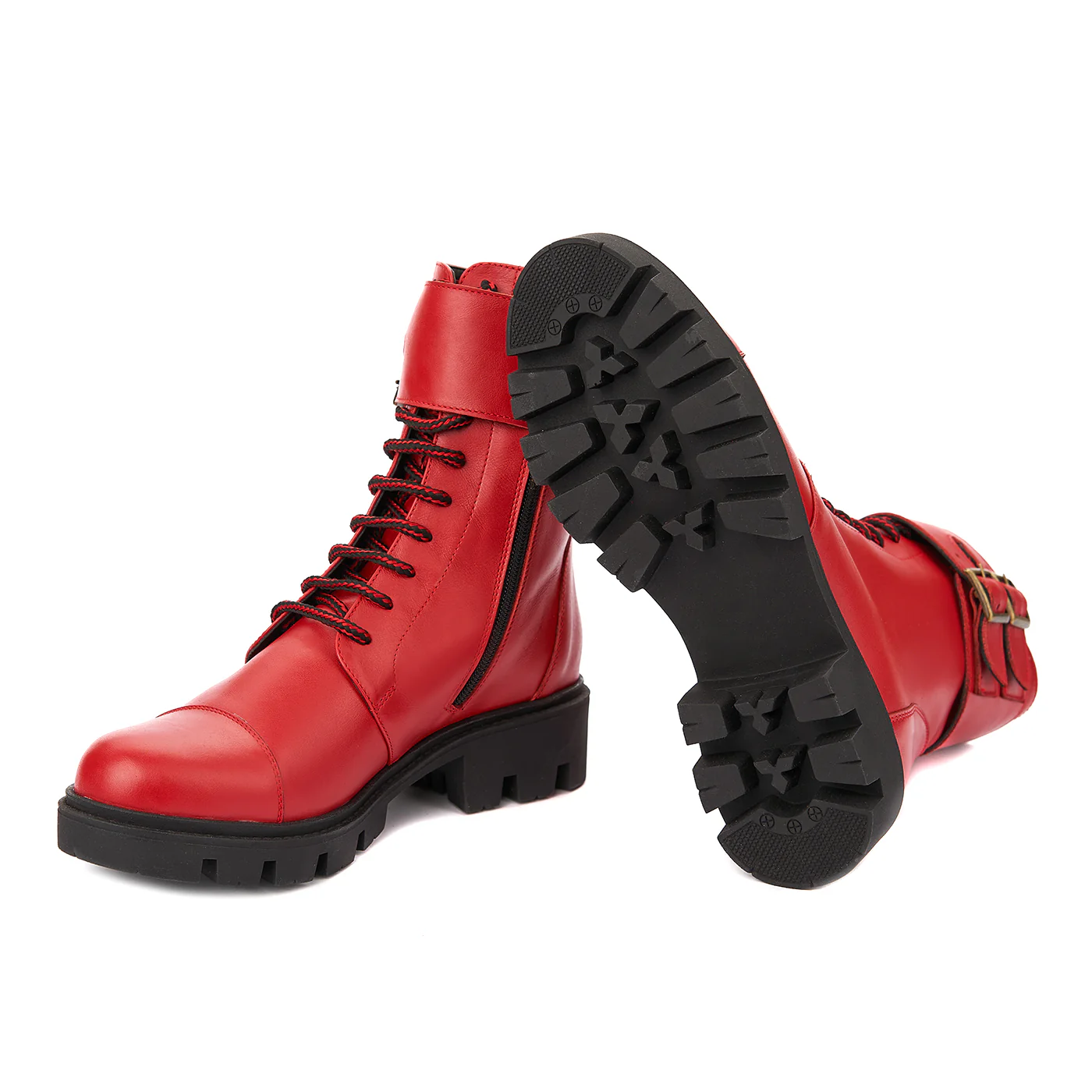 Ghete dama din piele naturala rosie 3739 - Image 2