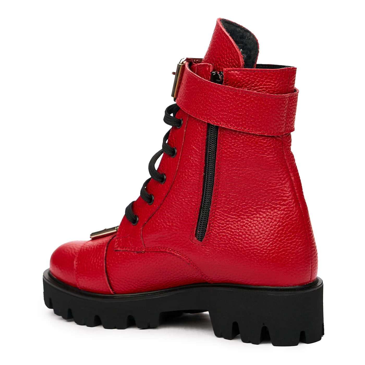 Ghete dama din piele naturala rosie 8302 - Image 3
