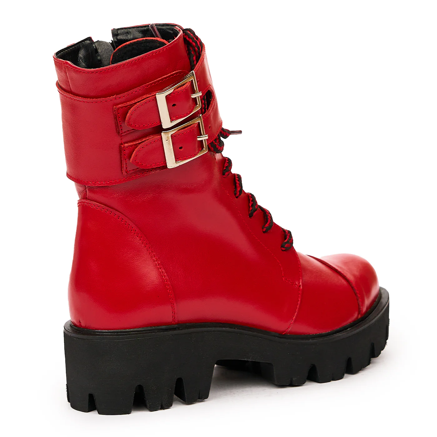 Ghete dama din piele naturala rosie 8369 - Image 2