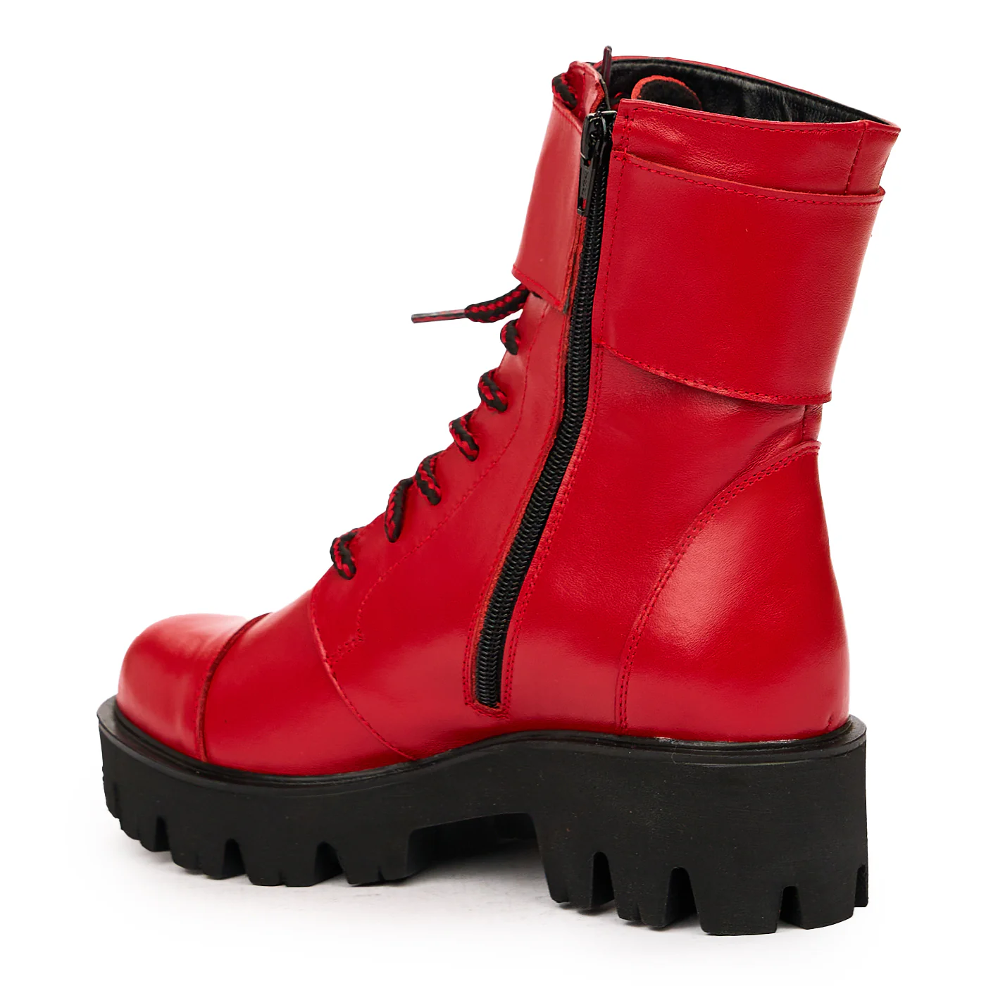Ghete dama din piele naturala rosie 8369 - Image 3