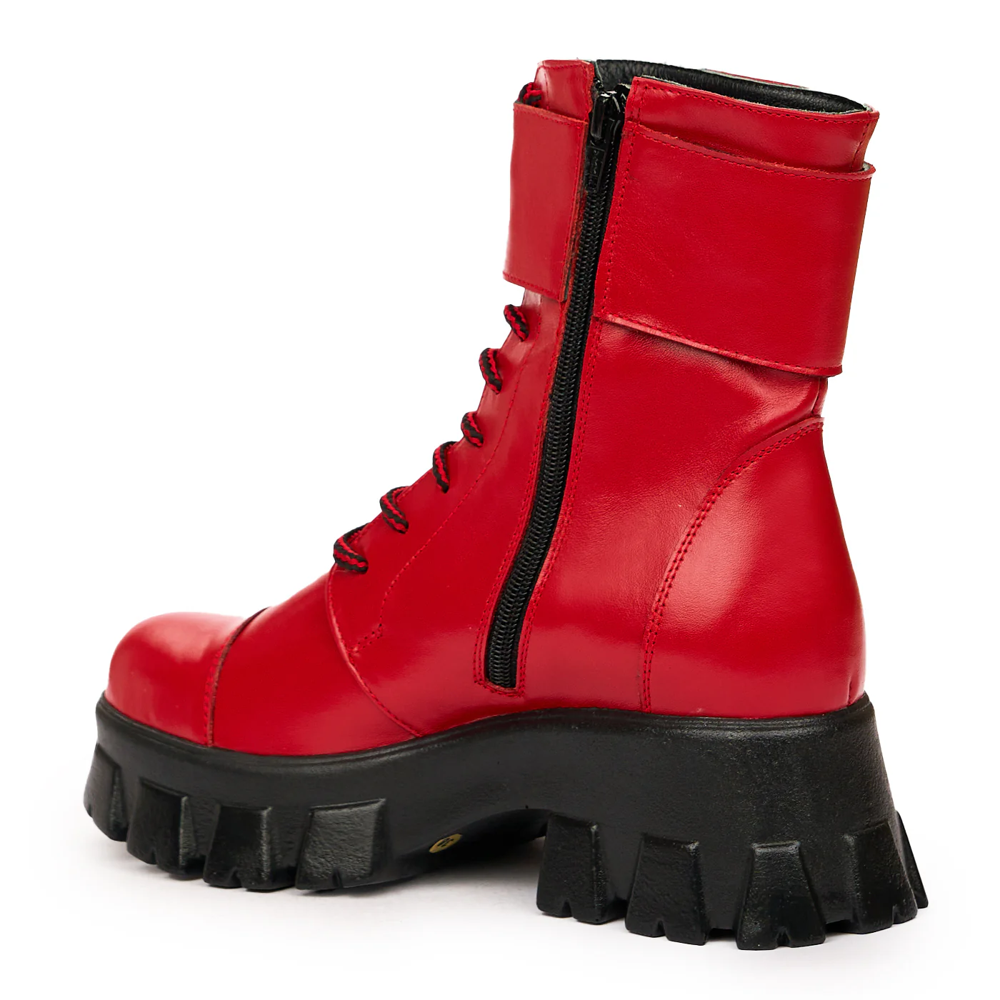 Ghete dama din piele naturala rosie 8370 - Image 3