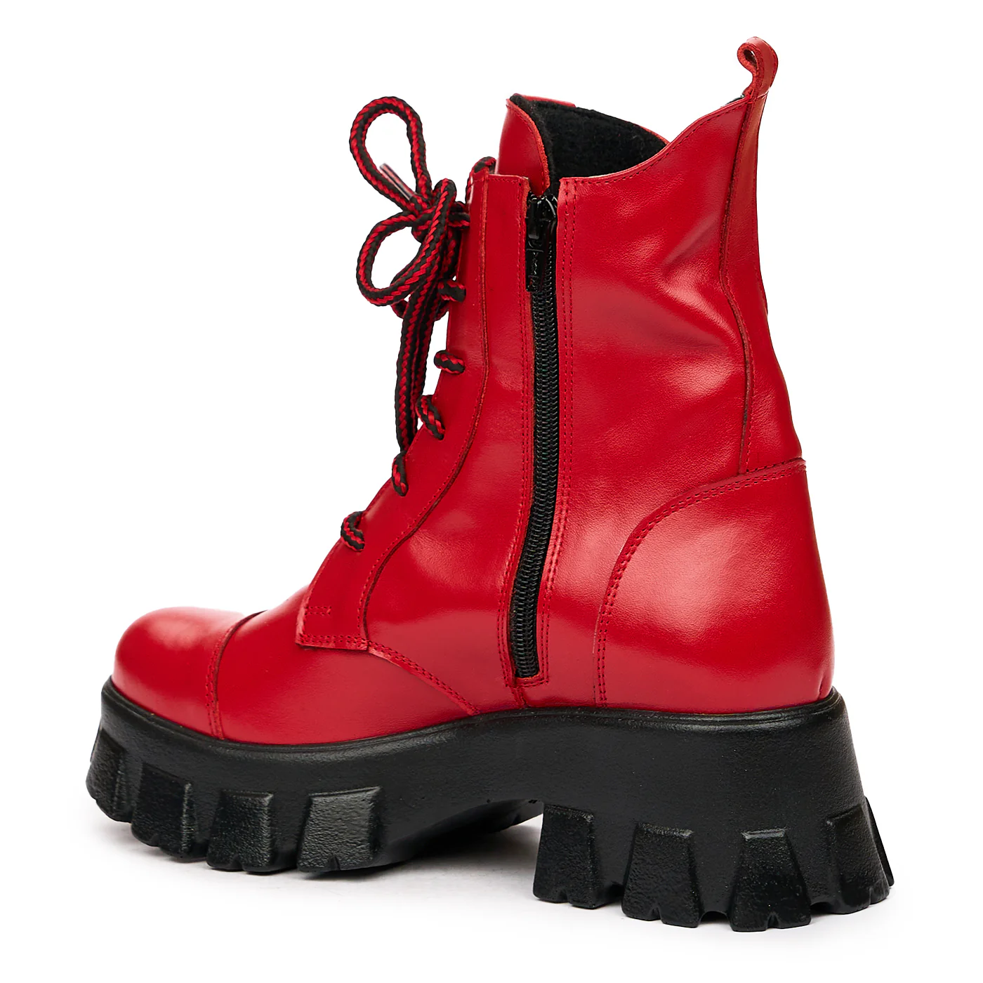 Ghete dama din piele naturala rosie 8376 - Image 3