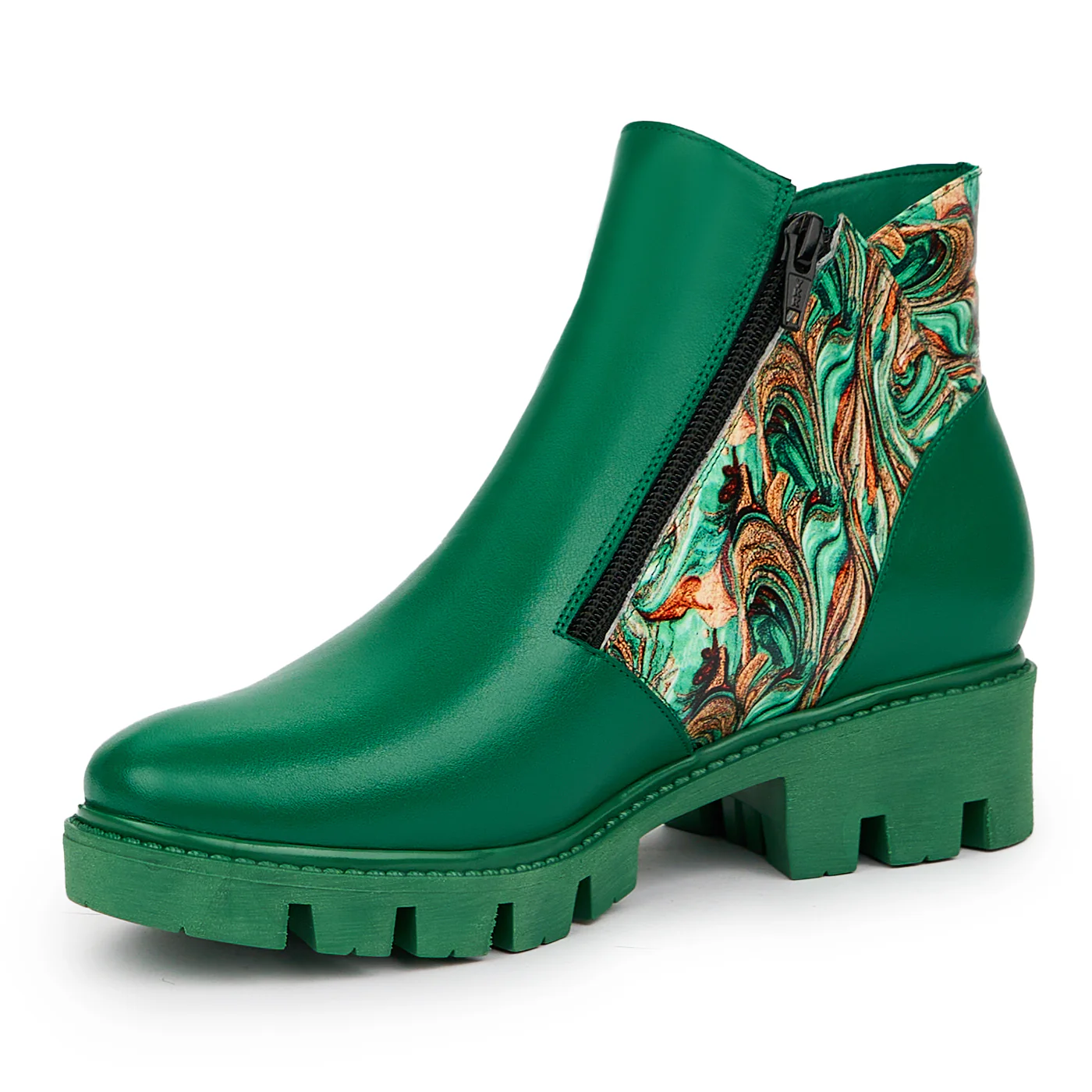 Ghete dama din piele naturala verde 14329 - Image 3