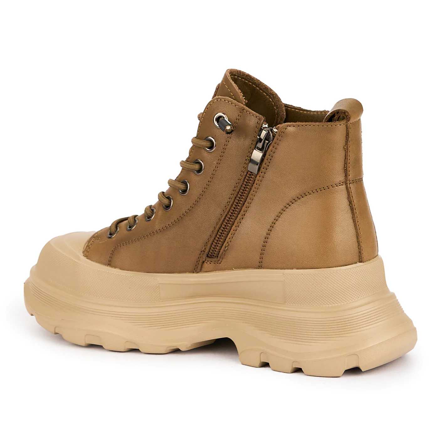 Ghete dama din piele naturala verde-kaki 16998 - Image 2