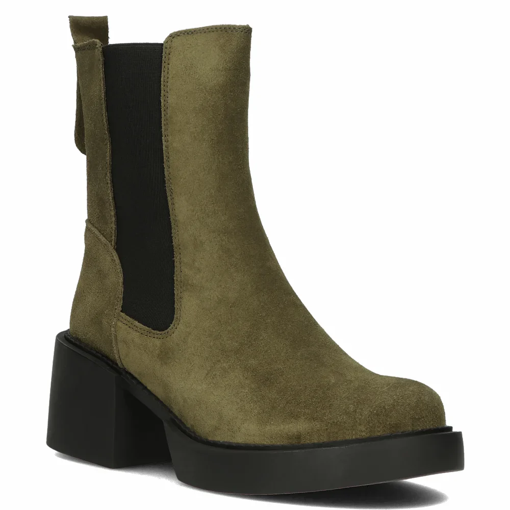 Ghete dama din piele naturala verde khaki 14649 - Image 2