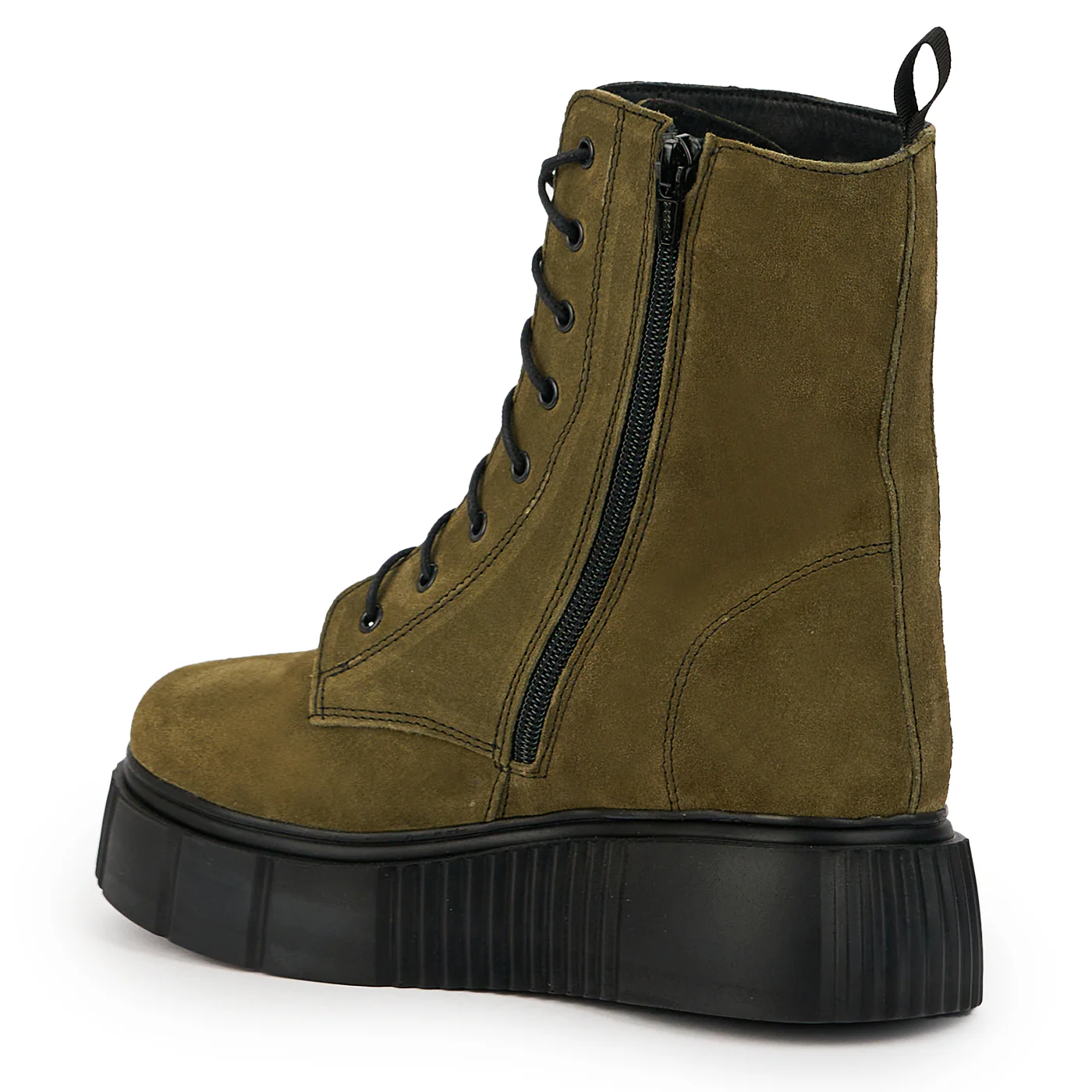 Ghete dama din piele naturala verde khaki 14677 - Image 2