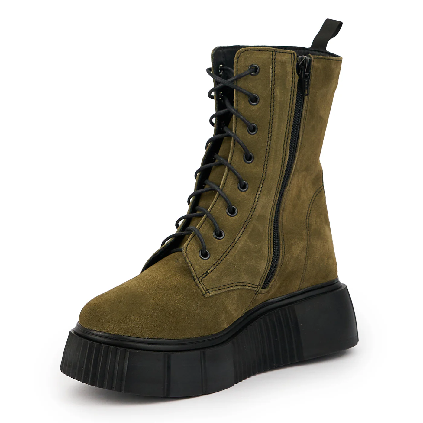 Ghete dama din piele naturala verde khaki 14677 - Image 3
