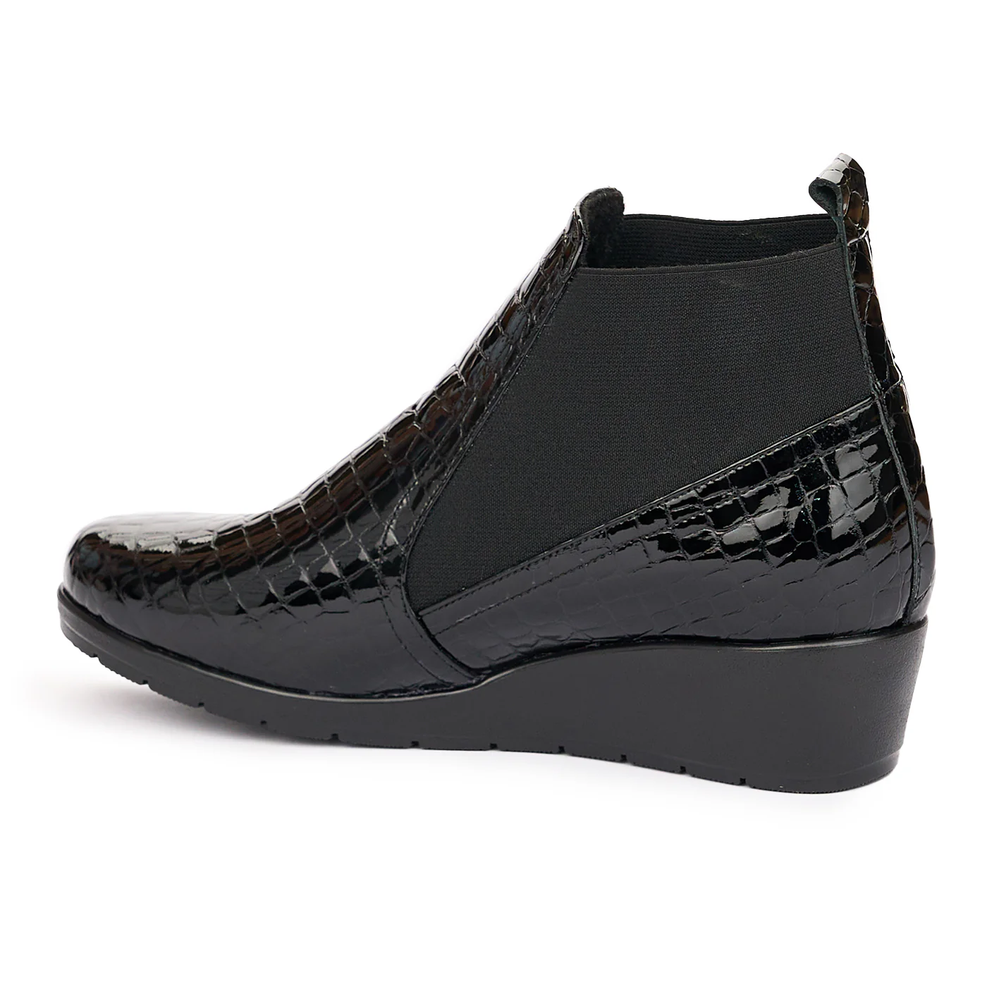 Ghete Dama Lacuite din Piele cu Talpa 4.5 Cm Negre 10935 - Image 2