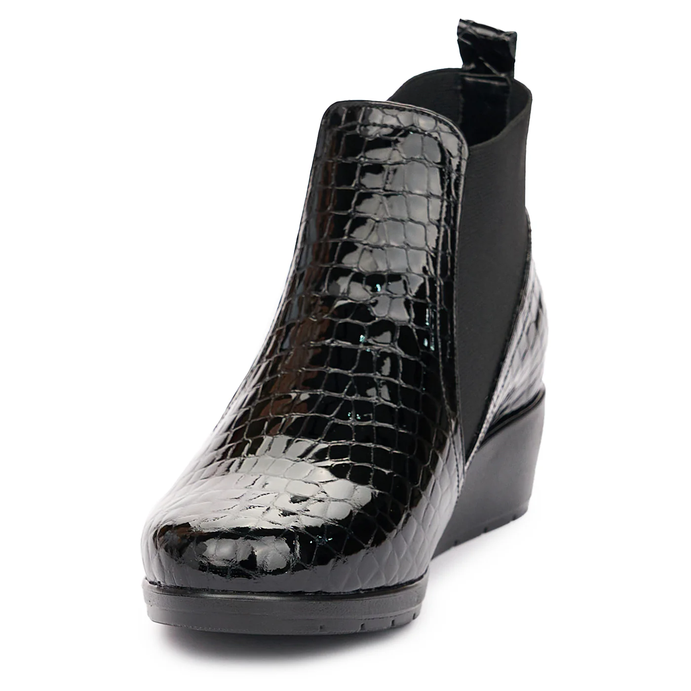 Ghete Dama Lacuite din Piele cu Talpa 4.5 Cm Negre 10935 - Image 3