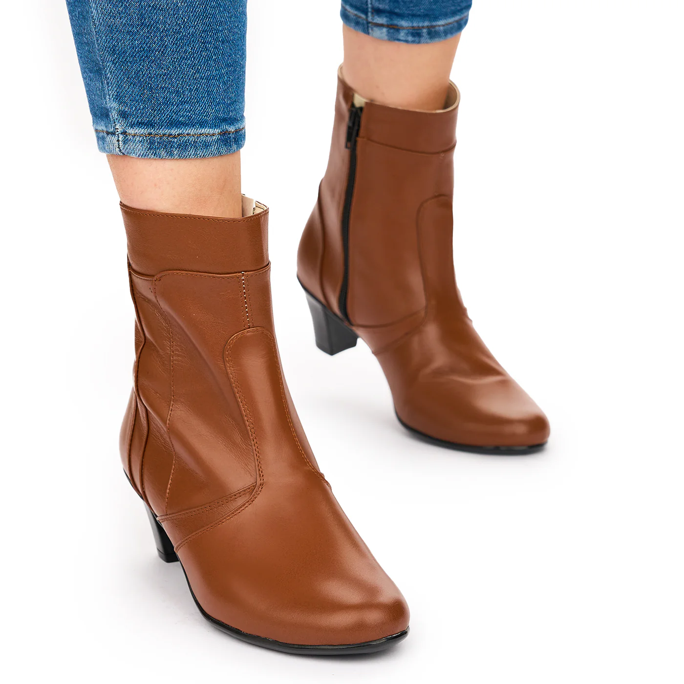 Ghete Dama Maro din Piele Naturala cu Toc 6 Cm Casual 10821 - Image 2
