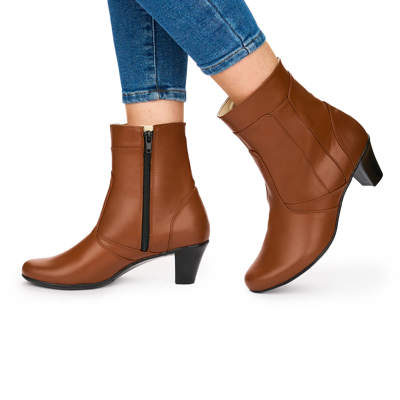 Ghete Dama Maro din Piele Naturala cu Toc 6 Cm Casual 10821 - Image 3