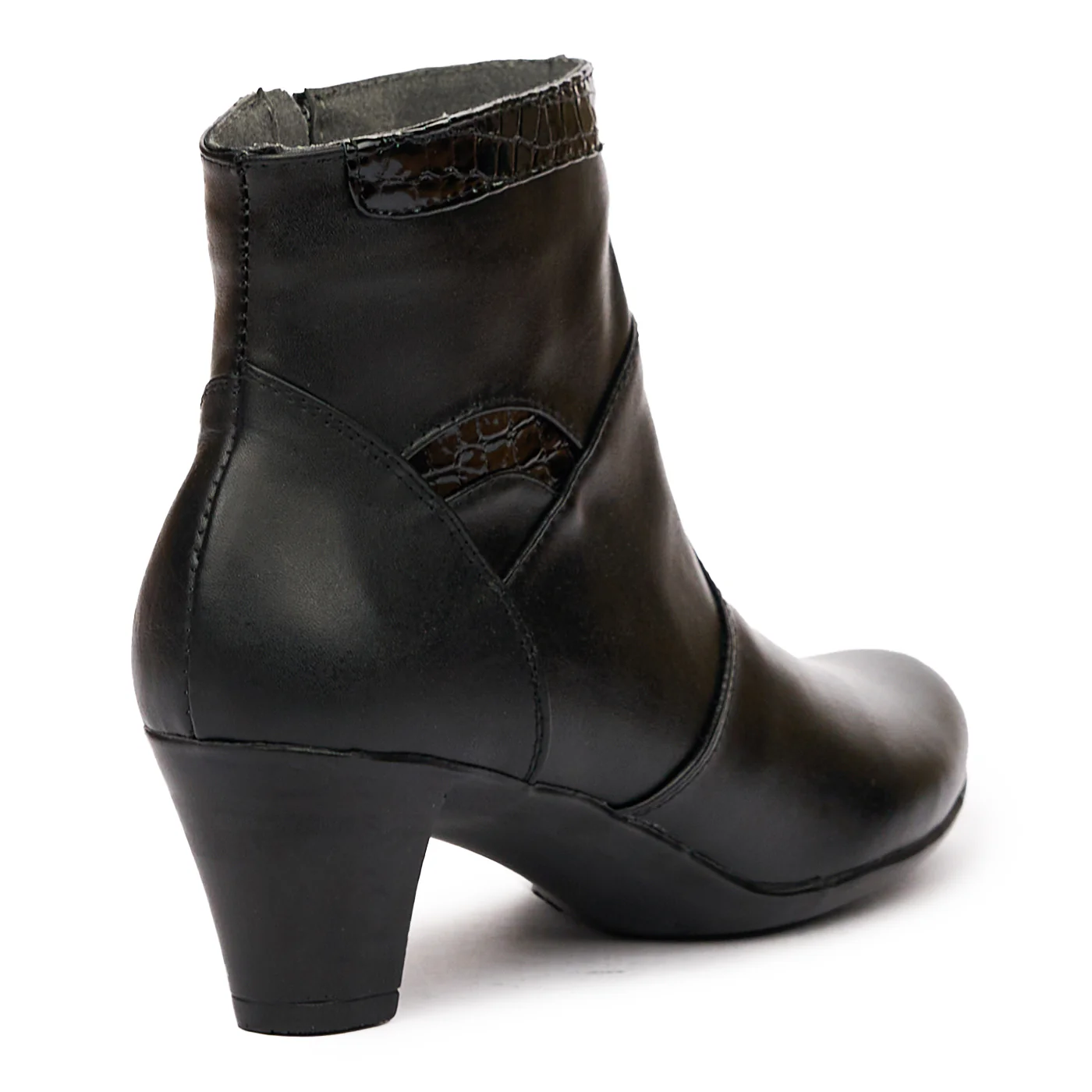 Ghete Dama Negre cu Toc din Piele Naturala 6614 - Image 2