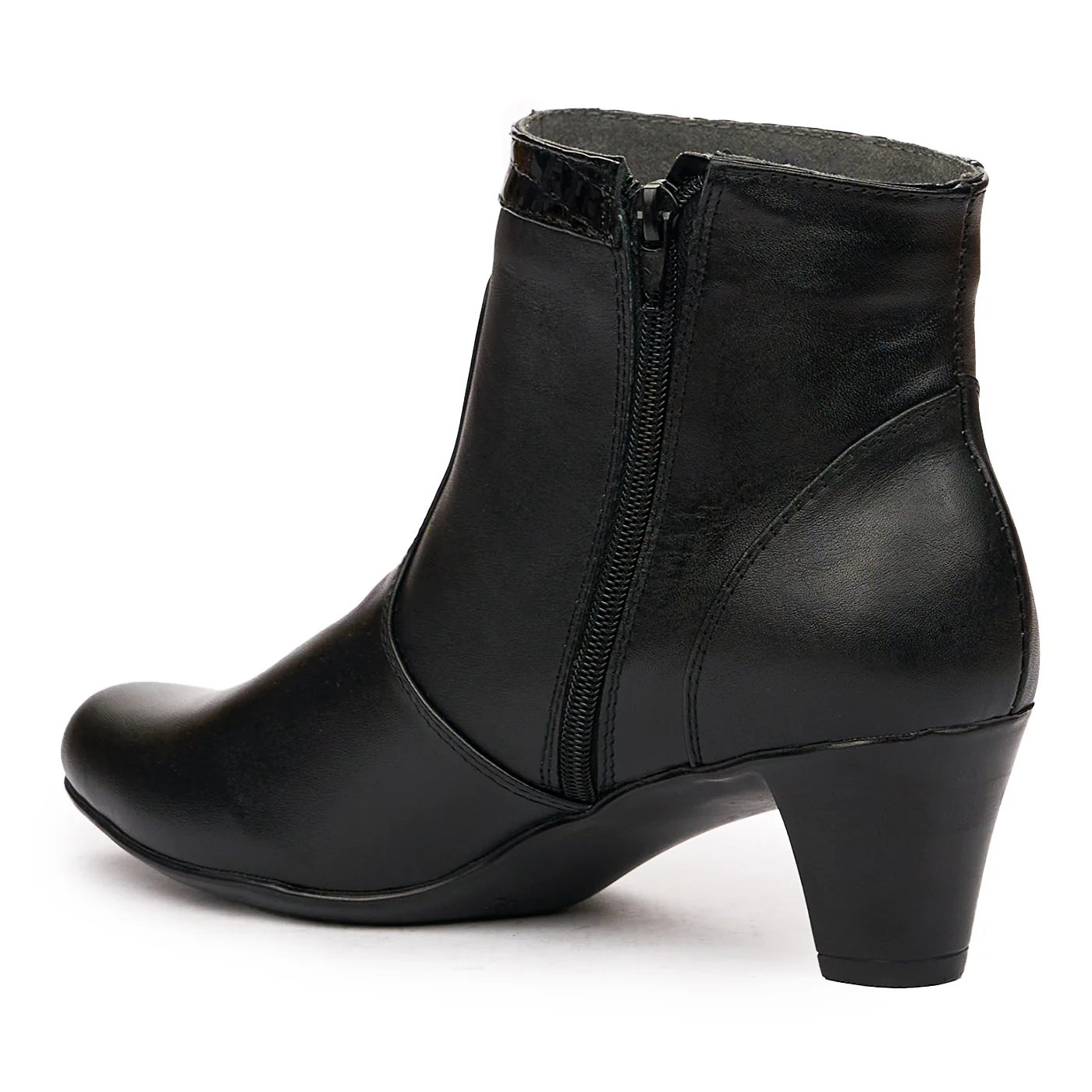 Ghete Dama Negre cu Toc din Piele Naturala 6614 - Image 3