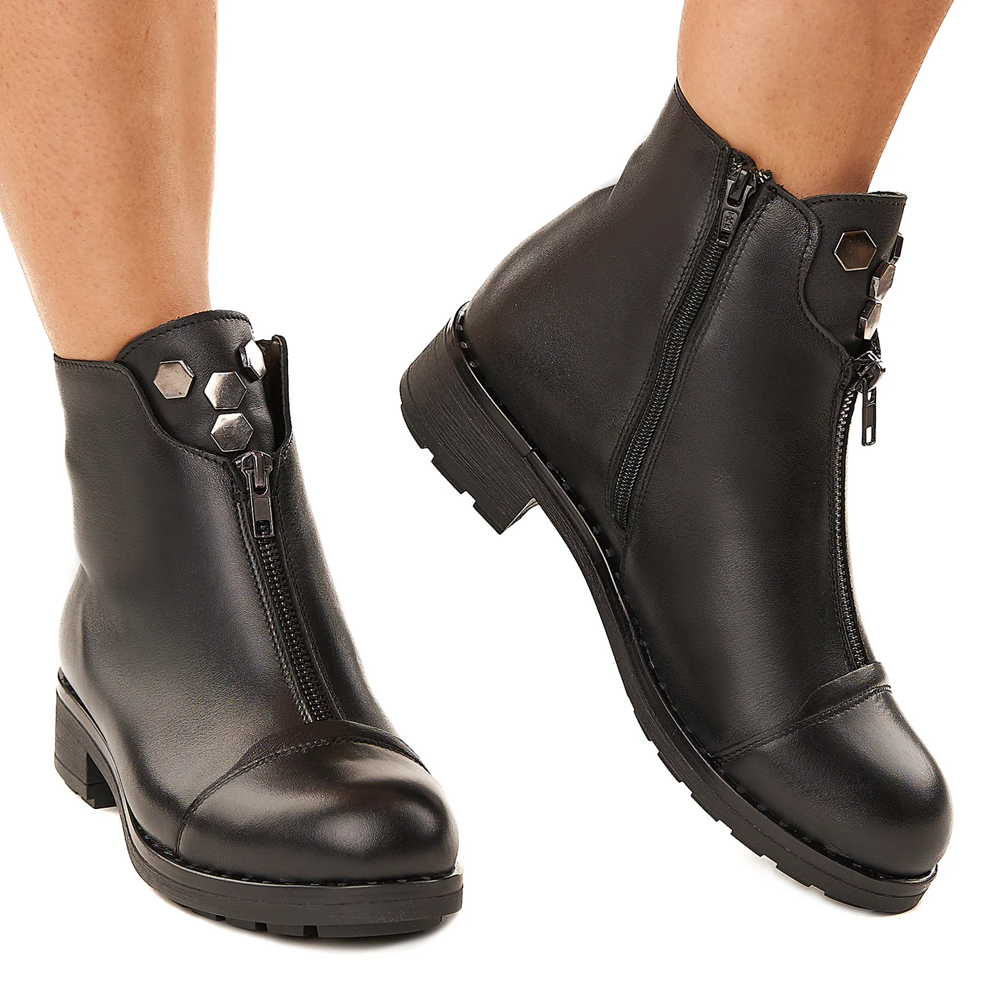 Ghete dama negre din piele naturala 3334 - Image 2