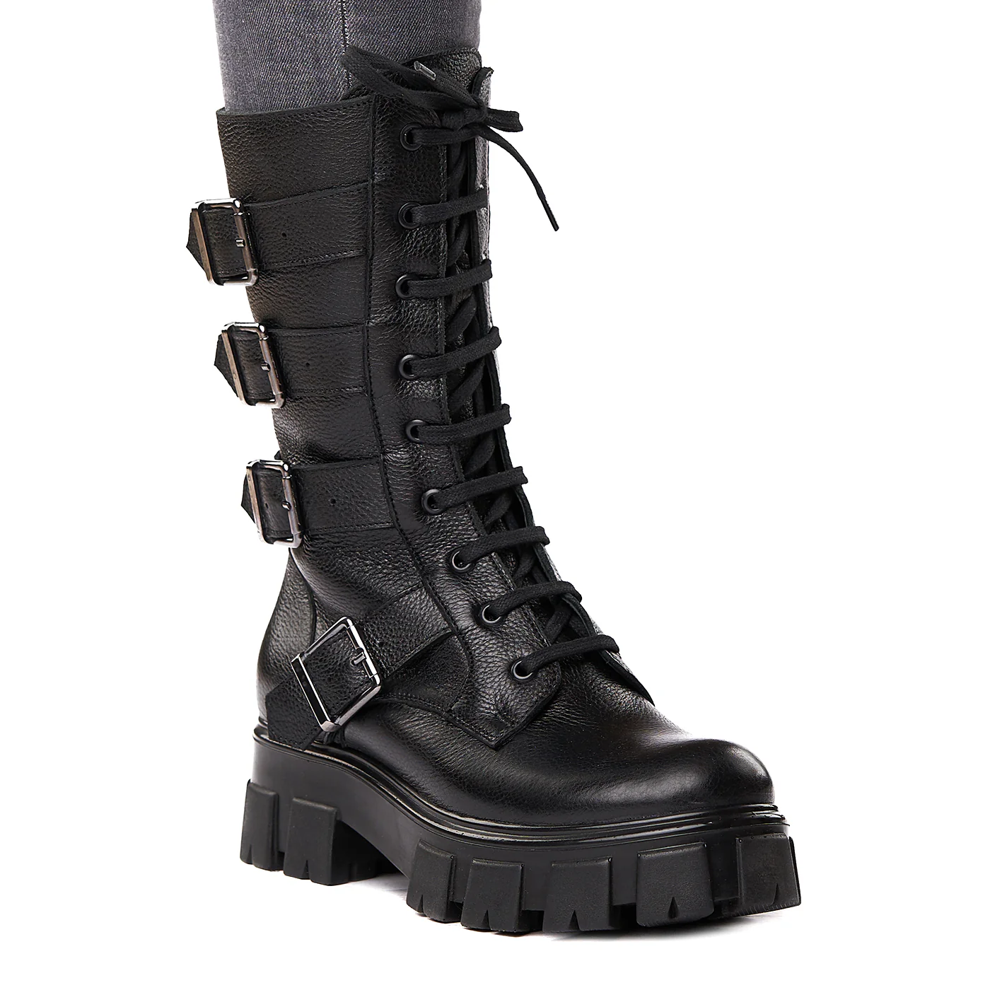 Ghete dama negre din piele naturala 3557 - Image 2