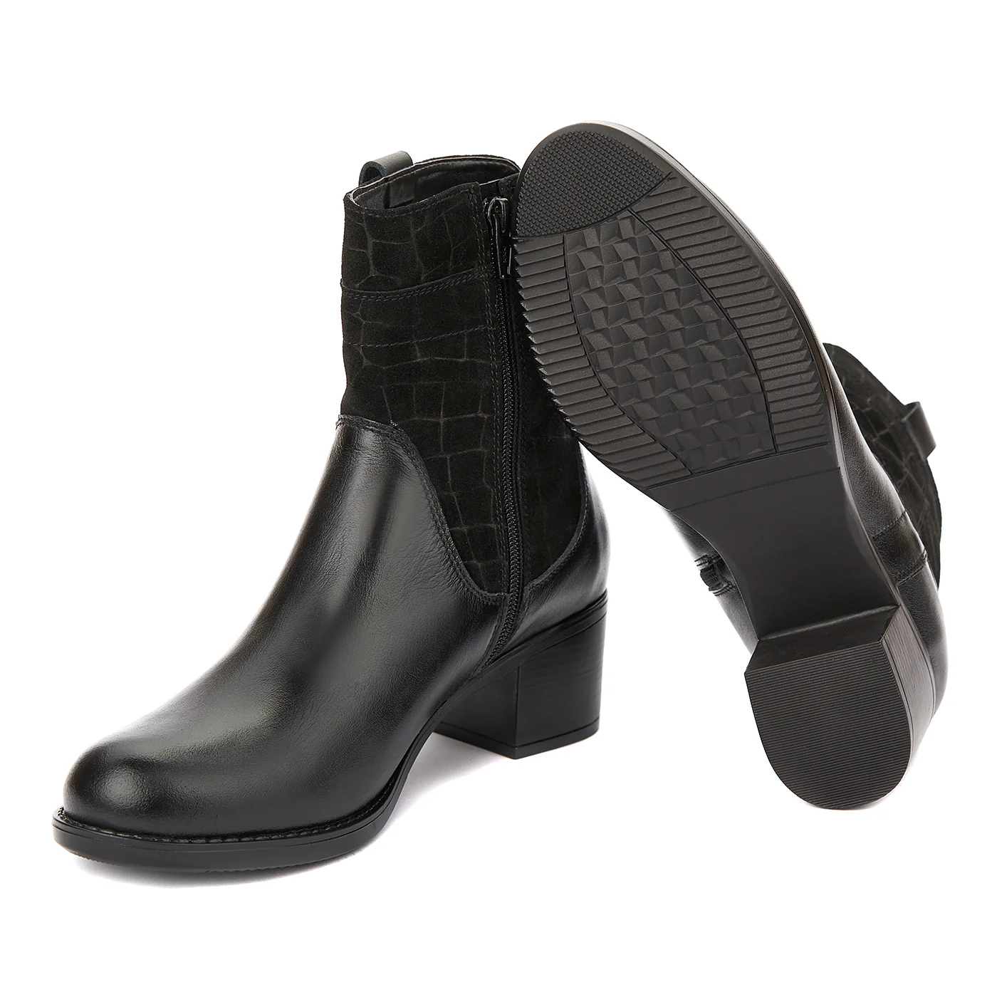 Ghete dama negre din piele naturala 3734 - Image 3