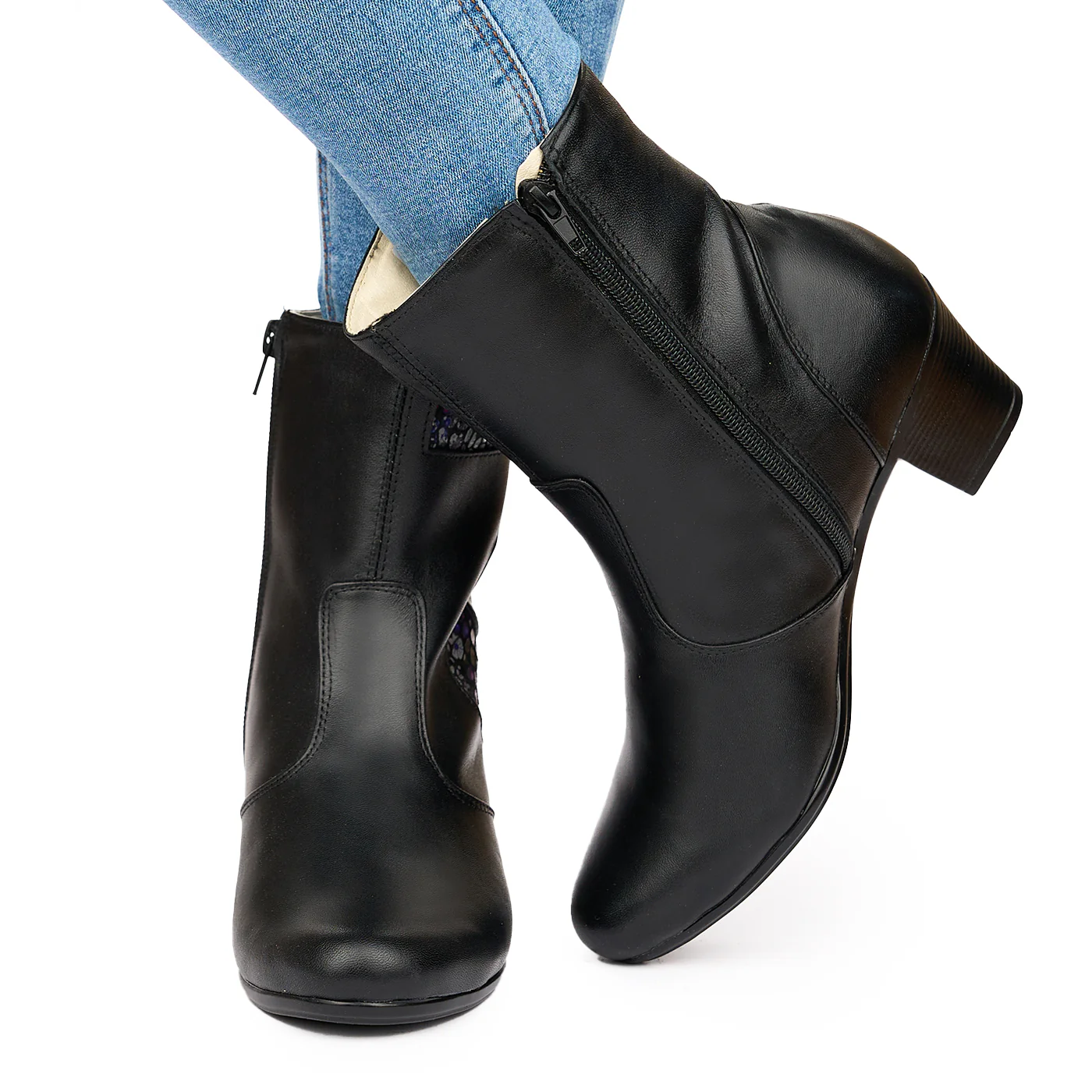 Ghete Dama Negre din Piele Naturala 3809 - Image 3