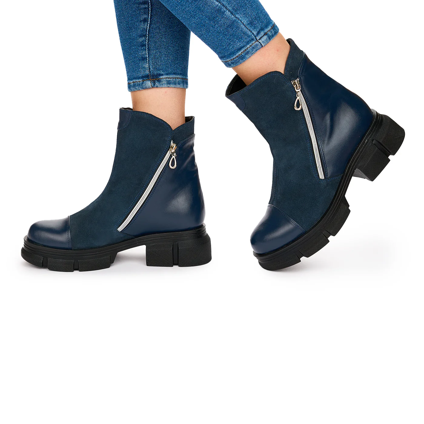 Ghete Dama Piele Bleumarin Talpa 5 Cm Casual 10719 - Image 3