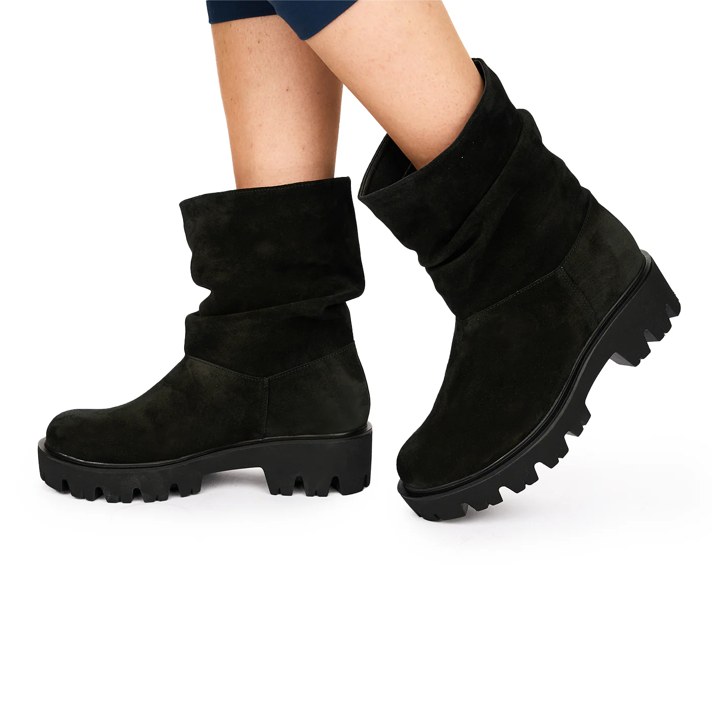 Ghete Dama Piele Casual cu Talpa 5 Cm Negre 10855 - Image 3