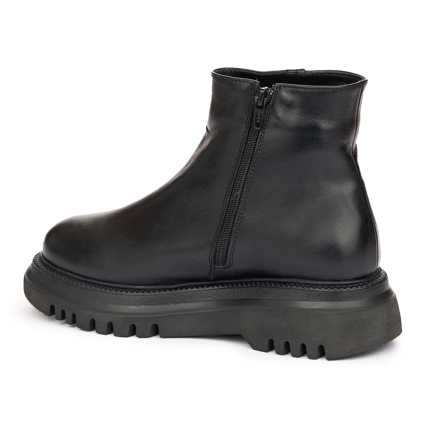 Ghete Dama Piele cu Fermoar Casual Negri 10946 - Image 2