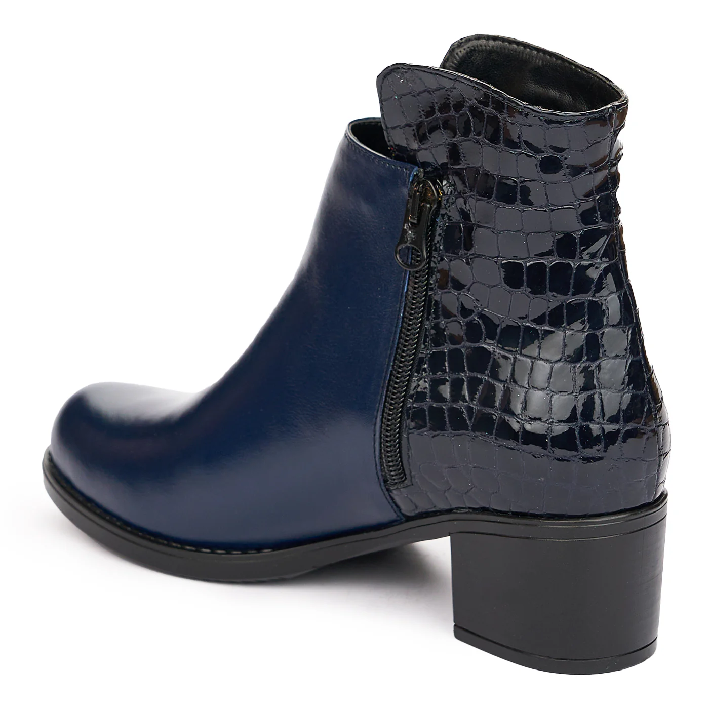 Ghete Dama Piele Elegante cu Toc 5 Cm Bleumarin 10955 - Image 2