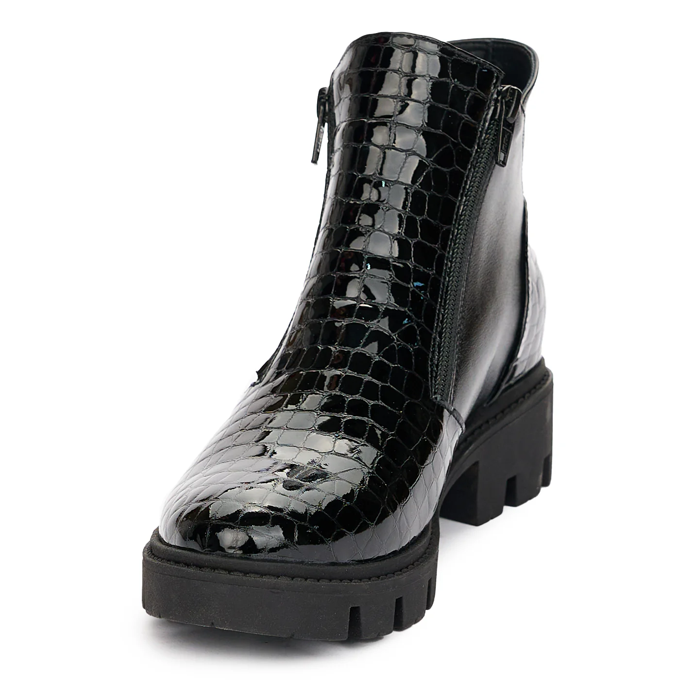 Ghete Dama Piele Lacuita Casual Negre 12220 - Image 3